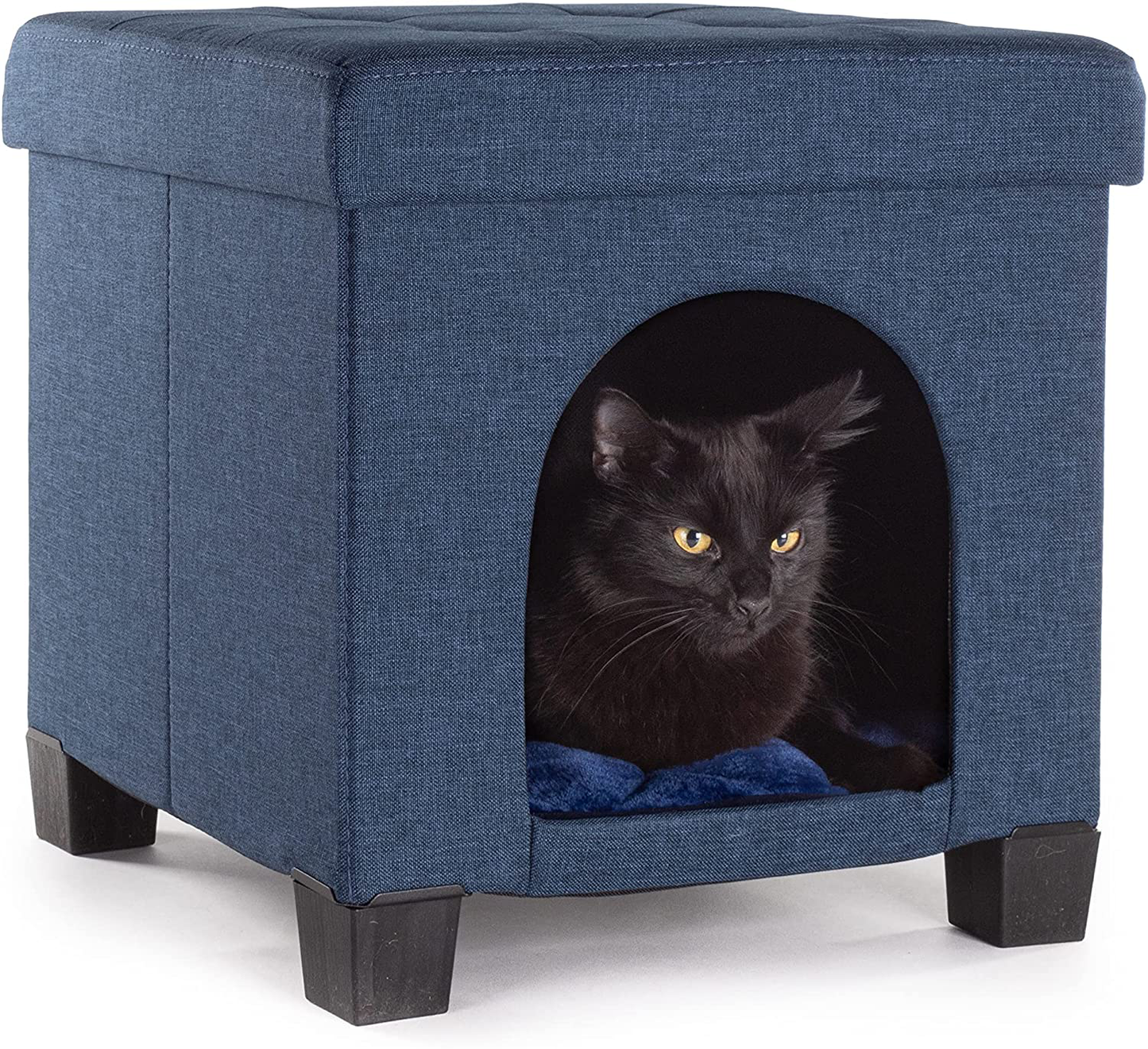 Pawristocrat Unique Multifunctional Pet House Ottoman with Tray Table - Folding Footrest Seat - Large Cat Cube Condo - Pet Bed for Cats and Dogs with Fully Washable Mat Animals & Pet Supplies > Pet Supplies > Cat Supplies > Cat Furniture Pawristocrat