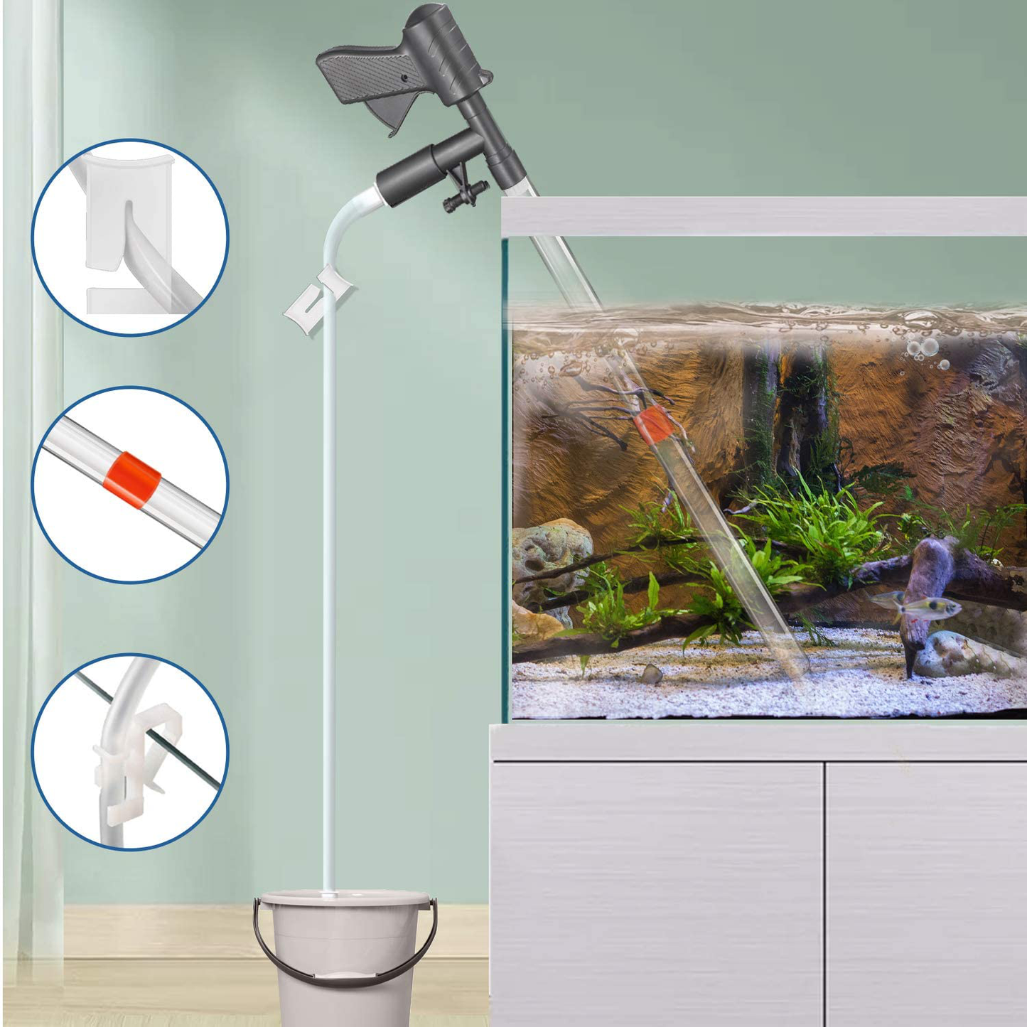 STARROAD-TIM Fish Tank Gravel Cleaner Newly Upgraded Fish Tank Water Changer with Air Pressure Button Long Nozzle Water Flow Controller for Fish Tank Cleaning Gravel and Sand Animals & Pet Supplies > Pet Supplies > Fish Supplies > Aquarium Cleaning Supplies STARROAD-TIM