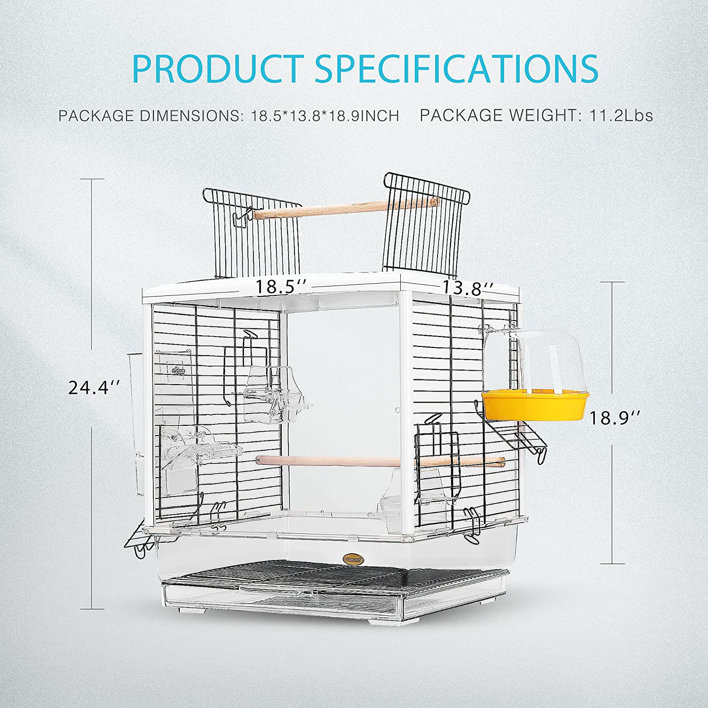 VIVOHOME 19 Inch Acrylic Bird Travel Carrier Cage for Parrots Conures Lovebird Cockatiel Parakeets Animals & Pet Supplies > Pet Supplies > Bird Supplies > Bird Cage Accessories VIVOHOME