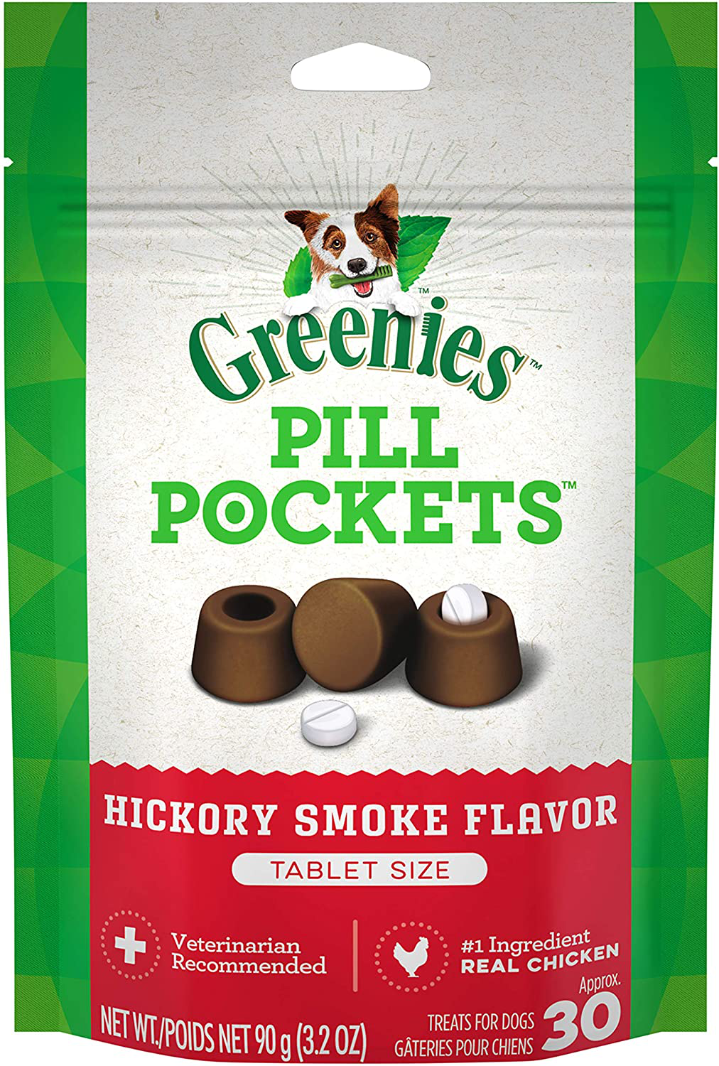 Greenies Pill Pockets Natural Dog Treats, Tablet Size Animals & Pet Supplies > Pet Supplies > Dog Supplies > Dog Treats Greenies Hickory 3.2 Ounce.