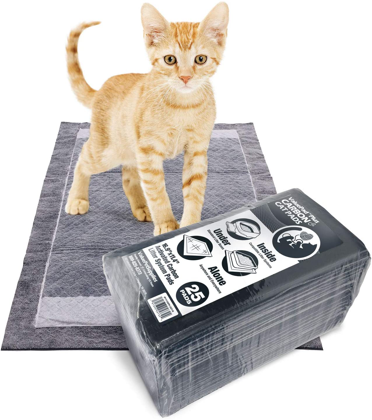 Valuepad plus Cat Litter Pads, 16.9X11.4 Inch - Breeze Compatible Refills - Generic Refill for Tidy Cat Breeze Litter System, Quick-Dry, Super Absorbent Gel Cat Pads Animals & Pet Supplies > Pet Supplies > Cat Supplies > Cat Litter ValuePetSupplies Carbon 25 Count