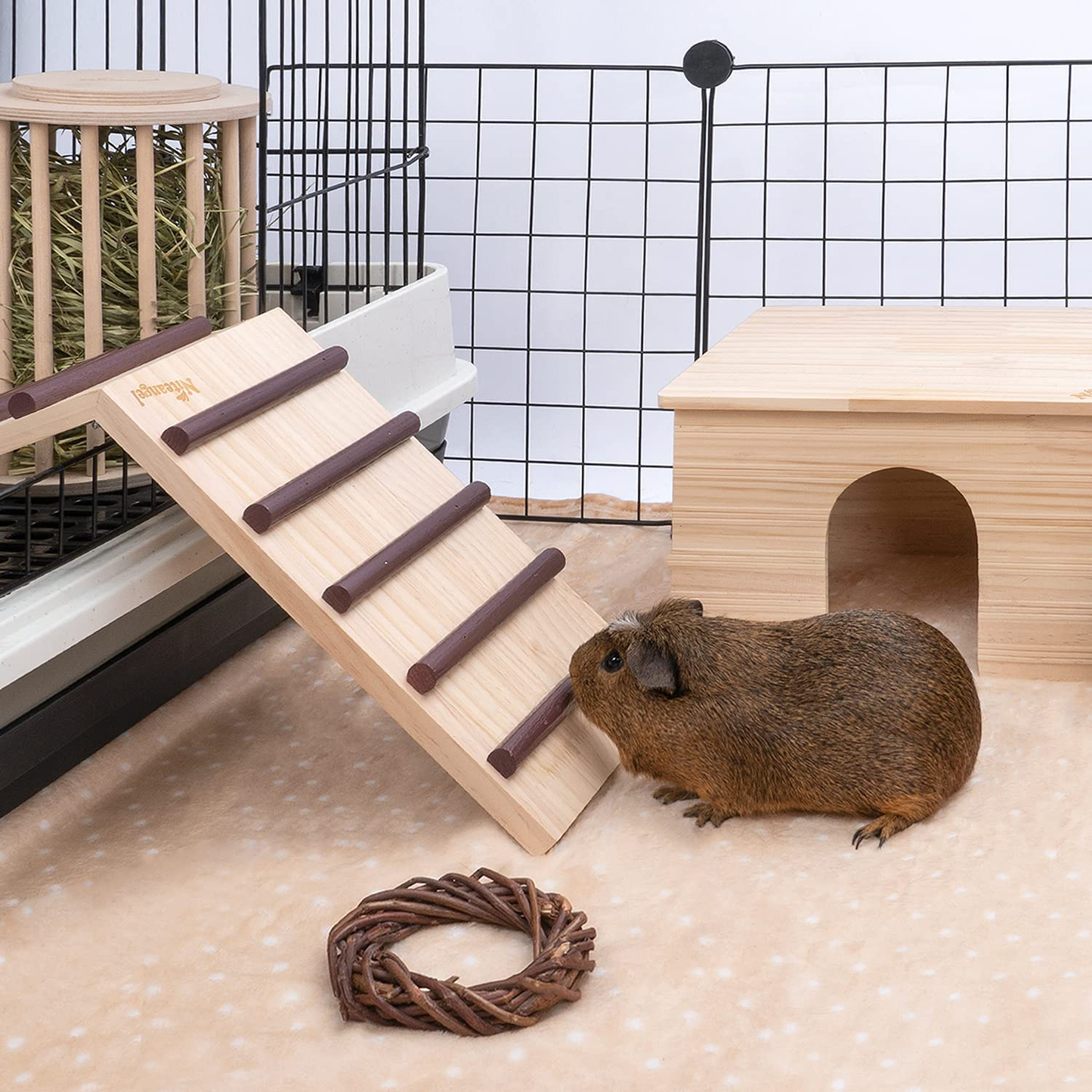 Niteangel Wooden Cage Bridge for Rabbits, Guinea Pigs and Chinchilla, Large Size Animals & Pet Supplies > Pet Supplies > Small Animal Supplies > Small Animal Habitat Accessories Niteangel