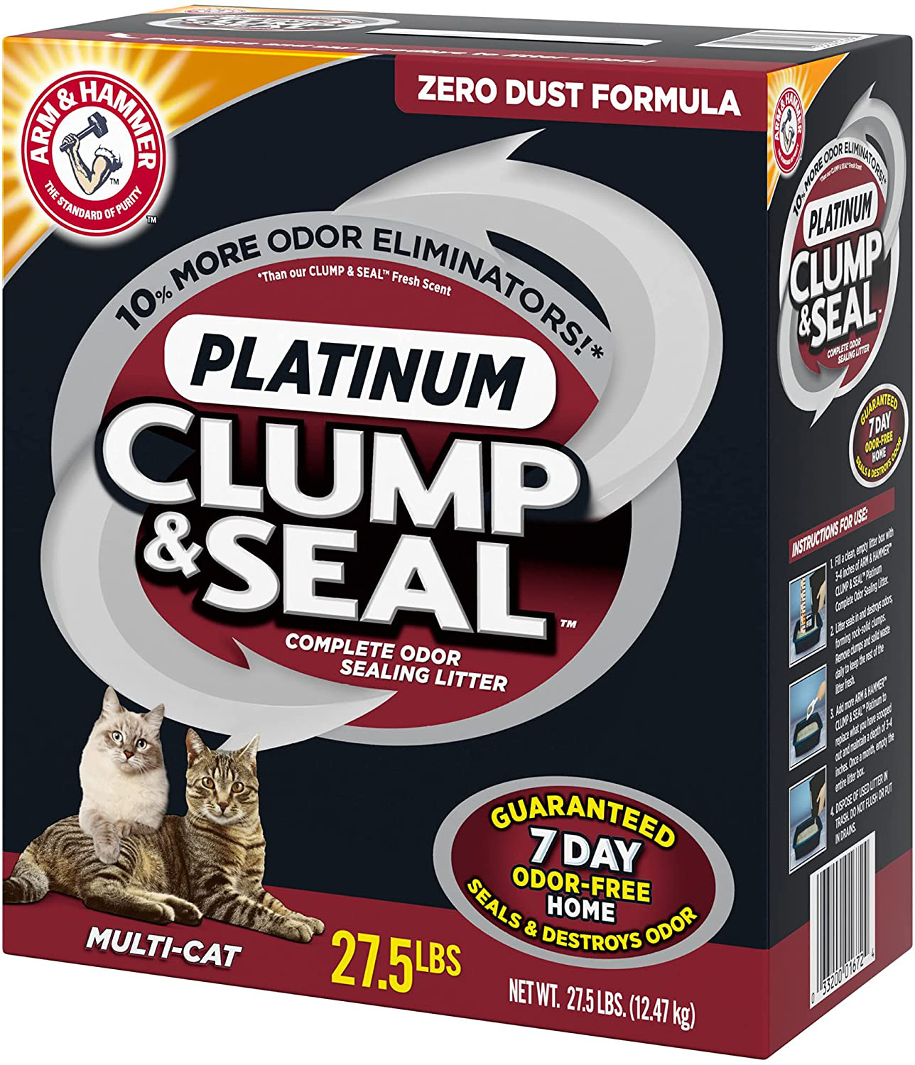 ARM & HAMMER Clump & Seal Platinum Clumping Cat Litter, Multi-Cat, 27.5Lb Animals & Pet Supplies > Pet Supplies > Cat Supplies > Cat Litter Arm & Hammer