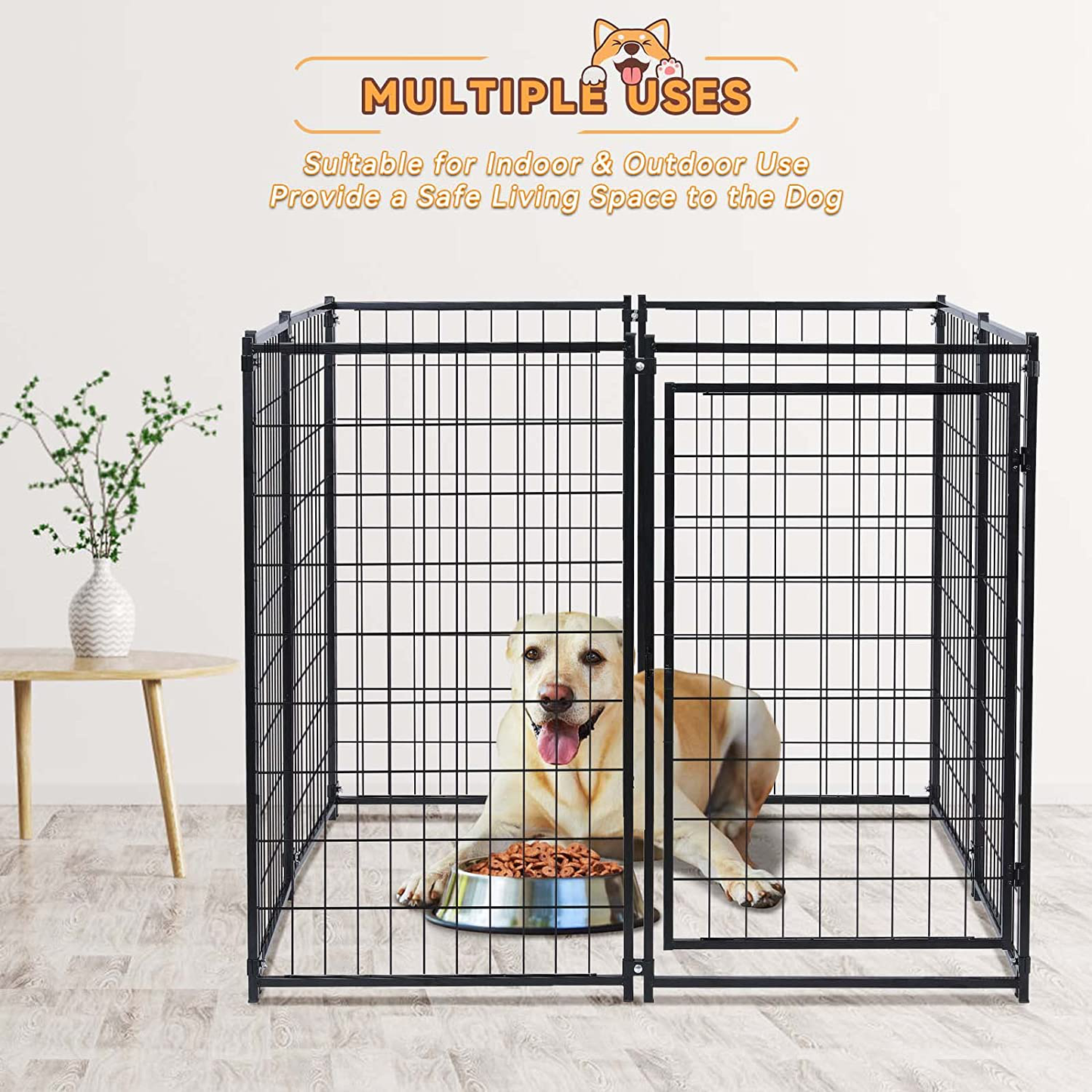 TOOCAPRO Large Dog Kennel 4Ft X 4.2Ft X 4.45Ft Dog Crate Cage Heavy Duty Metal Dog House Large Pet Playpen with Uv-Proof Waterproof Cover Roof & Invisible Lock for Large to Small Dog Outdoor/Indoor Use Animals & Pet Supplies > Pet Supplies > Dog Supplies > Dog Kennels & Runs TOOCAPRO   