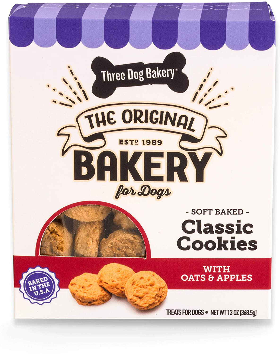 Three Dog Bakery Soft Baked Classic Cookies with Oats and Apple
