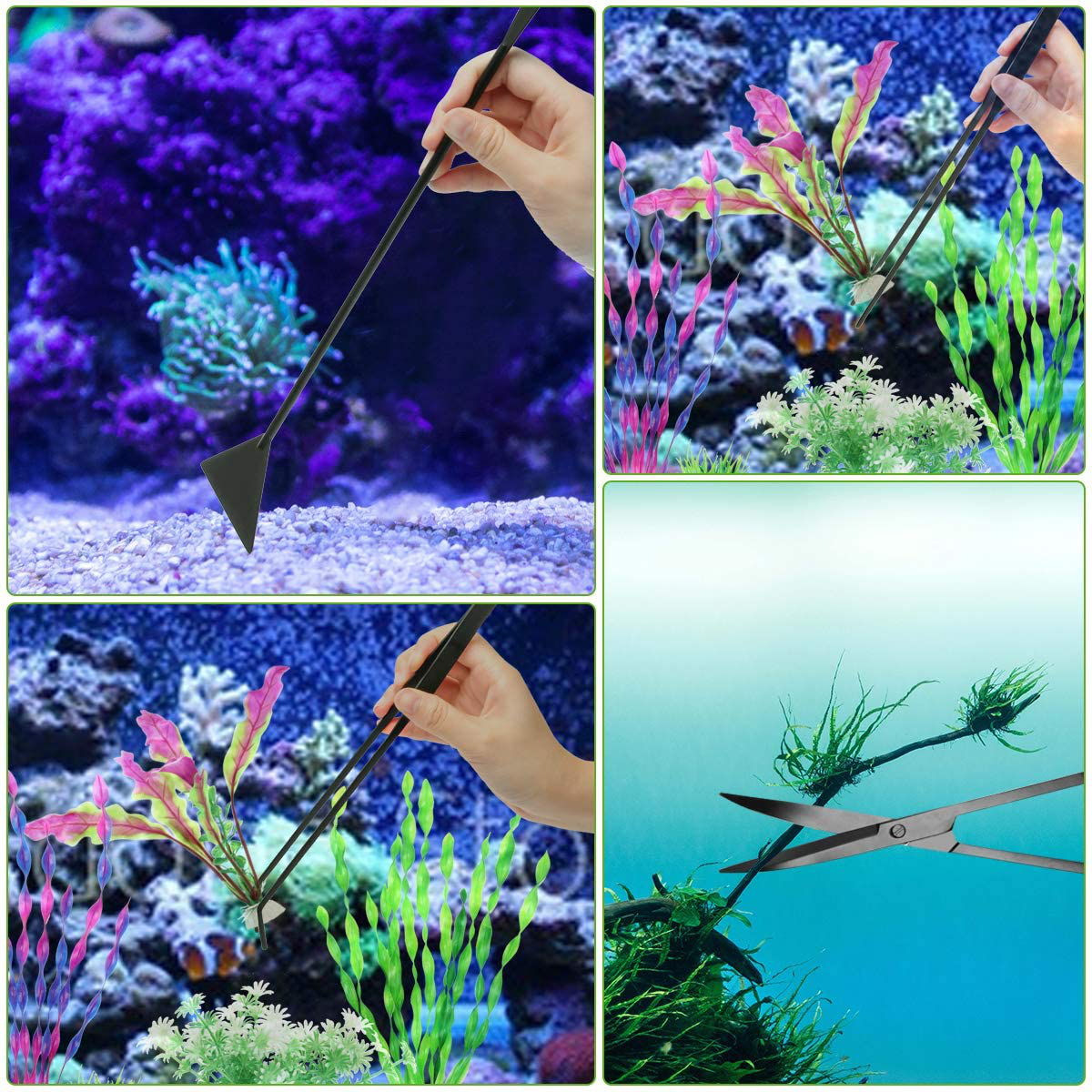 Catcan Quarium Aquascape Tools Kits, 4 in 1 Anti-Rust Aquatic Plant Aquascaping Tool Stainless Steel Black Tweezers Scissors Spatula for Aquarium Tank Clean Fish Tank Aquascape Tools Sets (Black) Animals & Pet Supplies > Pet Supplies > Fish Supplies > Aquarium Cleaning Supplies Catcan