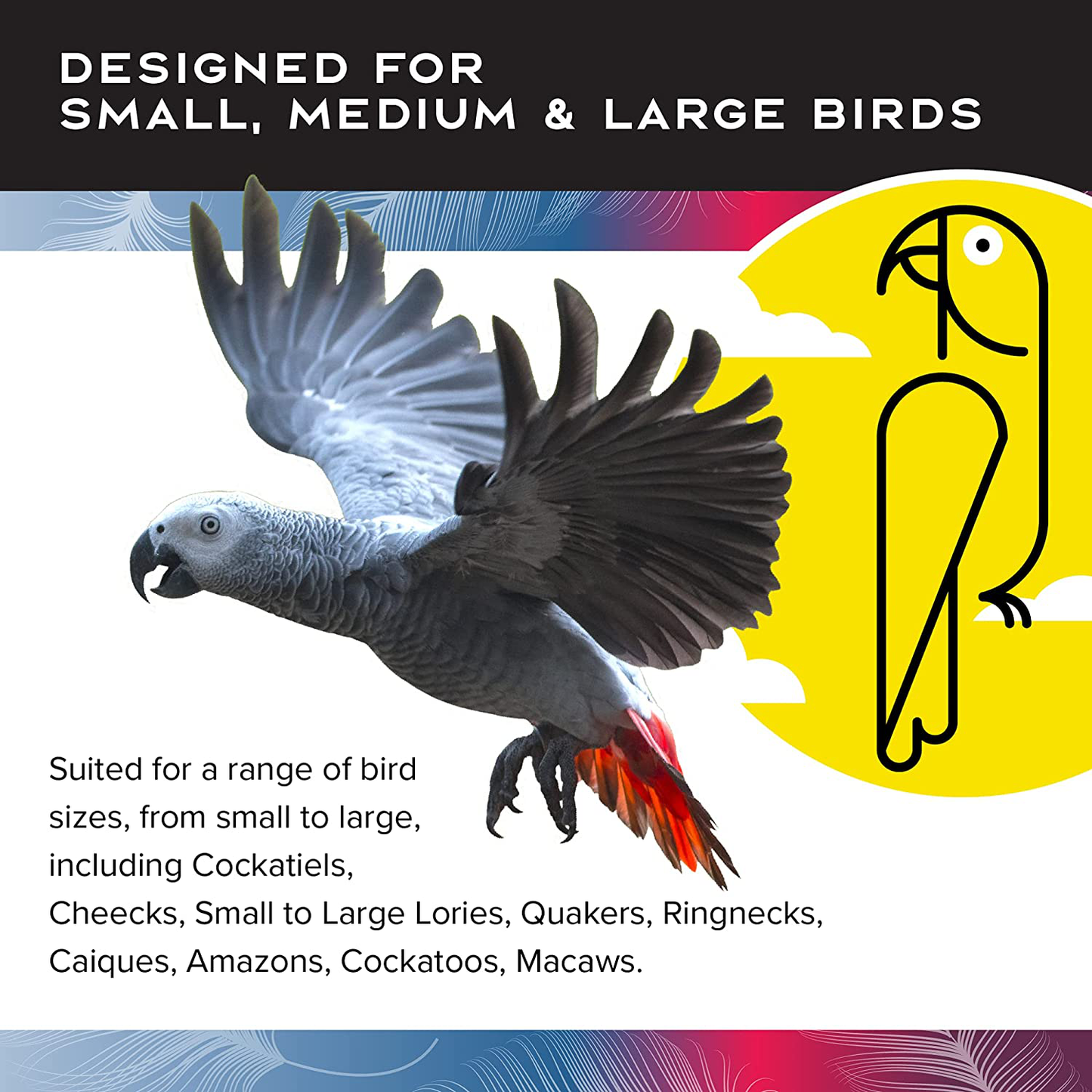 Featherland Paradise, Hanging Bamboo Log Bird Toy with Bell, Colorful & Entertaining Playground Animals & Pet Supplies > Pet Supplies > Bird Supplies > Bird Toys Caitec Corp