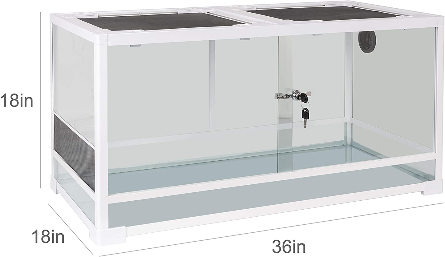 OIIBO 50 Gallon Reptile Terrarium,36" X 18" X 18" White Knock down Glass Reptile Tank,Sliding Door with Safe Lock Terrariums Habitat for Reptiles,Amphibians,Small Animals Animals & Pet Supplies > Pet Supplies > Reptile & Amphibian Supplies > Reptile & Amphibian Habitats Oiibo