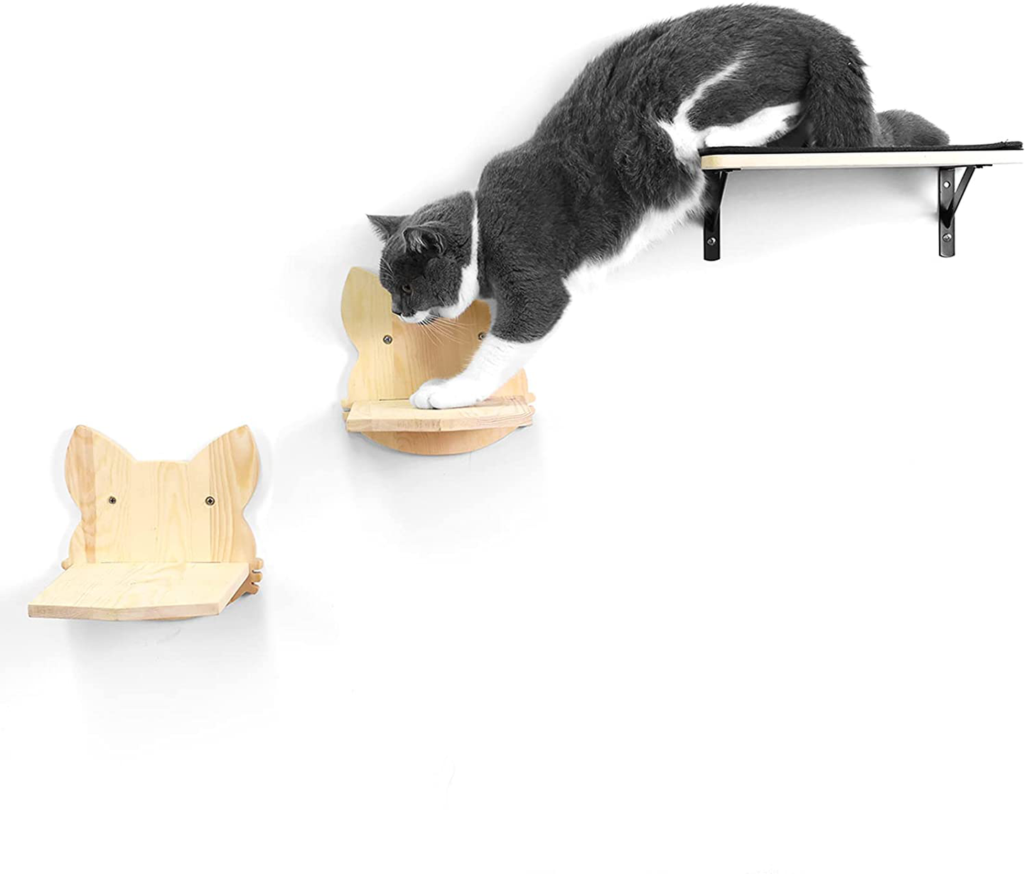 Cat Hammock Wall Mounted Cats Shelf and Climbing Shelf Four Step Cat Stairway with Sisal Scratching for Climbing Sleeping Playing Lounging Perching Cat Furniture Animals & Pet Supplies > Pet Supplies > Cat Supplies > Cat Furniture Yiotl Cat Shelf