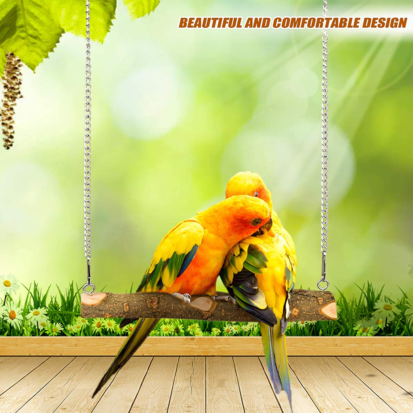 Roundler Pet Bird Swing, Parrot Cage Toys, Natural Wooden Swing Toys for Parakeet Cockatoo Cockatiel Conure Lovebirds Canaries Little Macaw African Parrot … Animals & Pet Supplies > Pet Supplies > Bird Supplies > Bird Cage Accessories Roundler