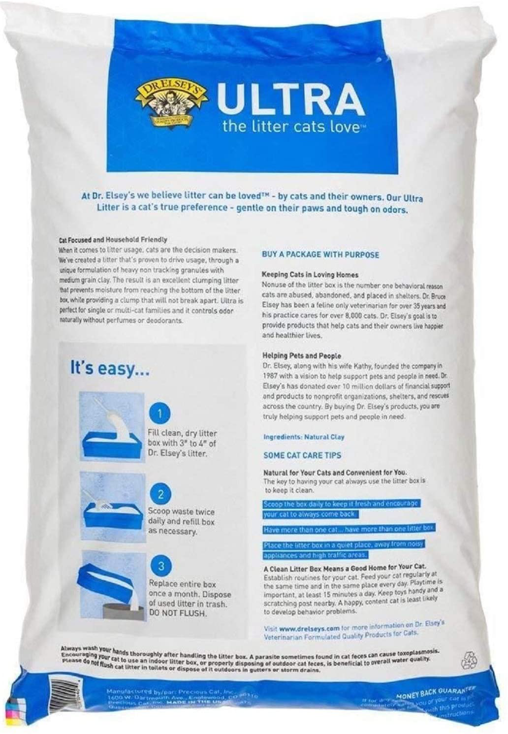 Dr.Elseys Feline Ultra Premium Clumping Cat Litter 40 Pound Bag Animals & Pet Supplies > Pet Supplies > Cat Supplies > Cat Litter Dr.Elsey's