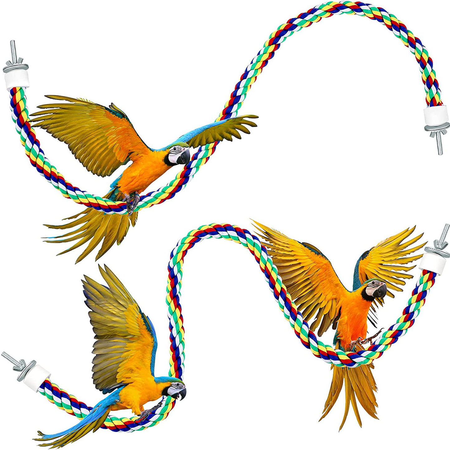 Weewooday 2 Pieces Toy Bird Rope Perches Climbing Rope Bungee Bird Toys Rope Perch Stand Cage Rope Comfy Perch Parrot Toys for Parrot, Parakeets Cockatiels, Conures Animals & Pet Supplies > Pet Supplies > Bird Supplies > Bird Ladders & Perches Weewooday 31.5 Inch