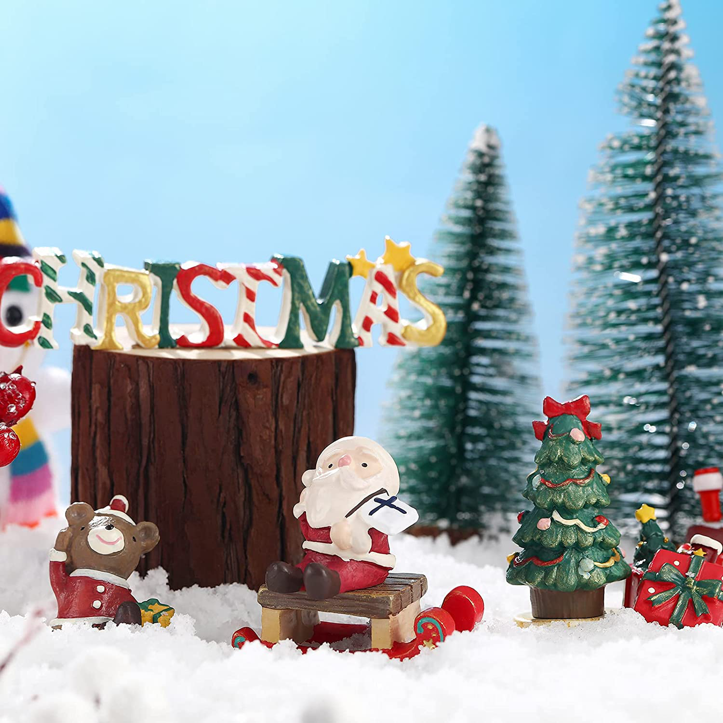 Jetec 6 Pieces Christmas Aquarium Decoration Fish Tank Creative Aquarium Resin Ornament Christmas Series Landscaping Decor Christmas Tree Santa Bear Sled Figurines for Table Desk Aquarium Decoration Animals & Pet Supplies > Pet Supplies > Fish Supplies > Aquarium Decor Jetec