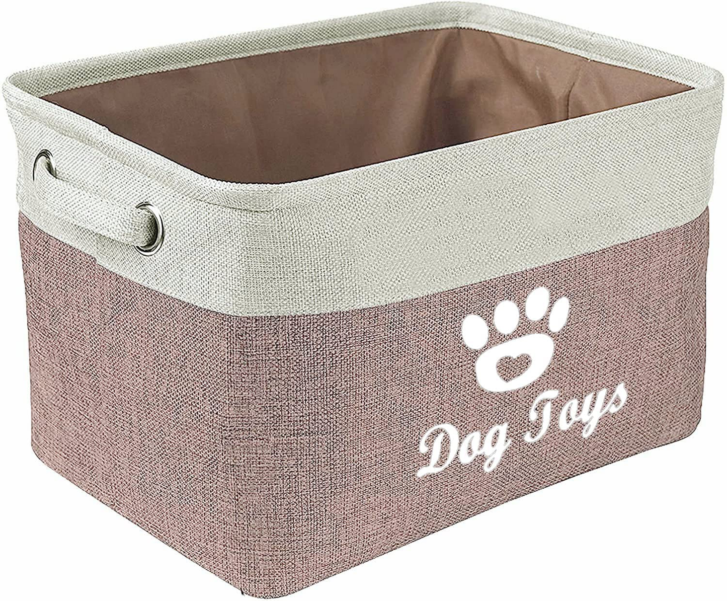 FJZFING Collapsible Dog Pet Toy Box Accessory Storage Bin with Handles, Organizer Storage Basket for Pet Toys, Blankets, Leashes, and Embroidered Dog Toys Black Animals & Pet Supplies > Pet Supplies > Dog Supplies > Dog Toys FJZFING Light Khaki