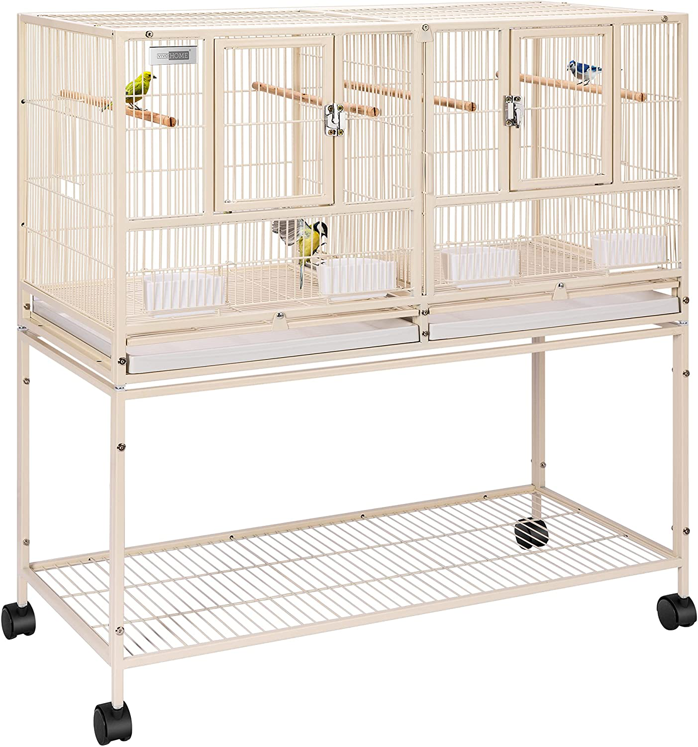 VIVOHOME 41.5 Inch Stackable Divided Breeding Iron Bird Cage