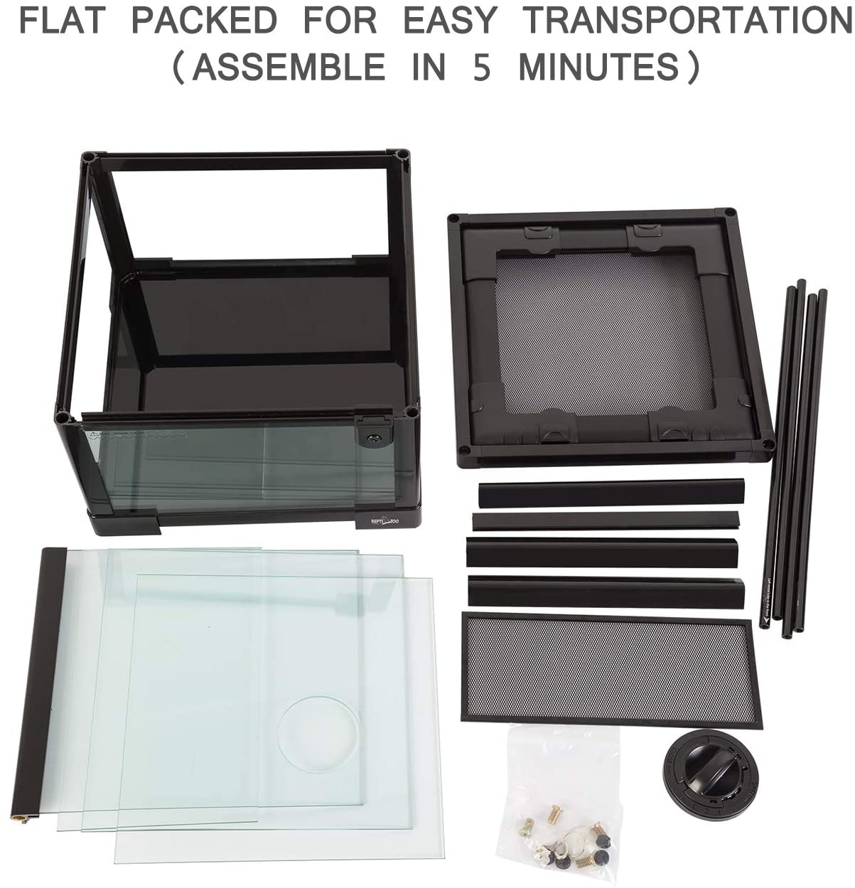 REPTIZOO Full Glass Reptile Terrarium 10 Gallon 12" X 12" X 18", Small Habitat Cage Breeder for Reptile Lizard Frog Insects Small Animals, Top Screen Ventilation & Feeding Animals & Pet Supplies > Pet Supplies > Small Animal Supplies > Small Animal Habitat Accessories REPTI ZOO