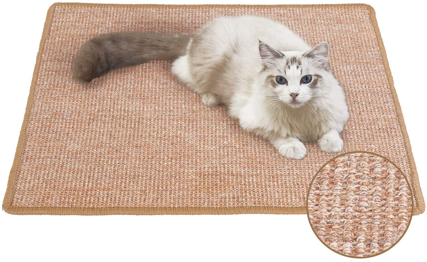 FUKUMARU Cat Scratcher Mat, 23.6 X 15.7 Inch Natural Sisal Cat Scratch Mats, Horizontal Cat Floor Scratching Pad Rug, Protect Carpets and Sofas Animals & Pet Supplies > Pet Supplies > Cat Supplies > Cat Furniture FUKUMARU Brown-23.6*31.5 INCH