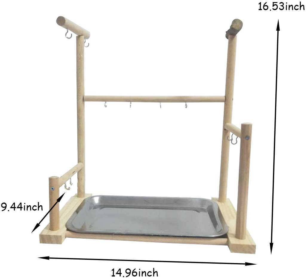 Kathson Parrots Playground Bird Perch Gym Playpen Birds Chewing Toys Bridges with Swings Food Bowl for Parakeets African Grey Conures Cockatiel Cockatoos Parrotlets Animals & Pet Supplies > Pet Supplies > Bird Supplies > Bird Gyms & Playstands kathson