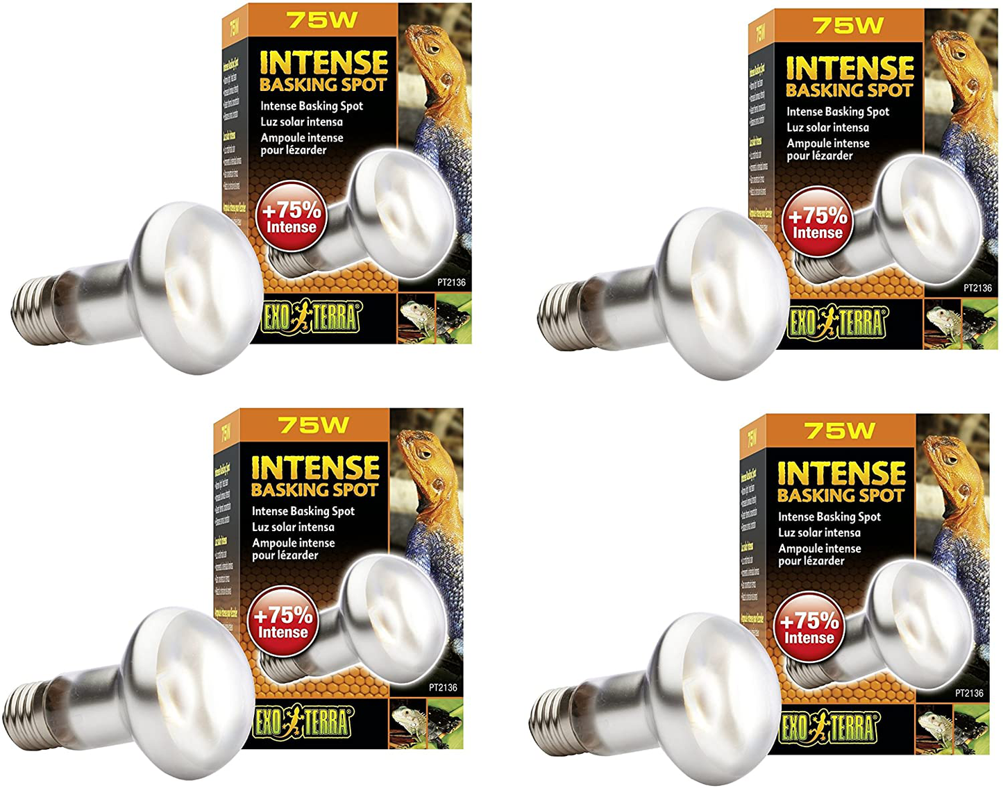 Exo Terra Sun-Glo Basking Infrared Spot Lamp, 75-Watt/120-Volt (4 Pack) Animals & Pet Supplies > Pet Supplies > Reptile & Amphibian Supplies > Reptile & Amphibian Habitat Heating & Lighting Exo Terra