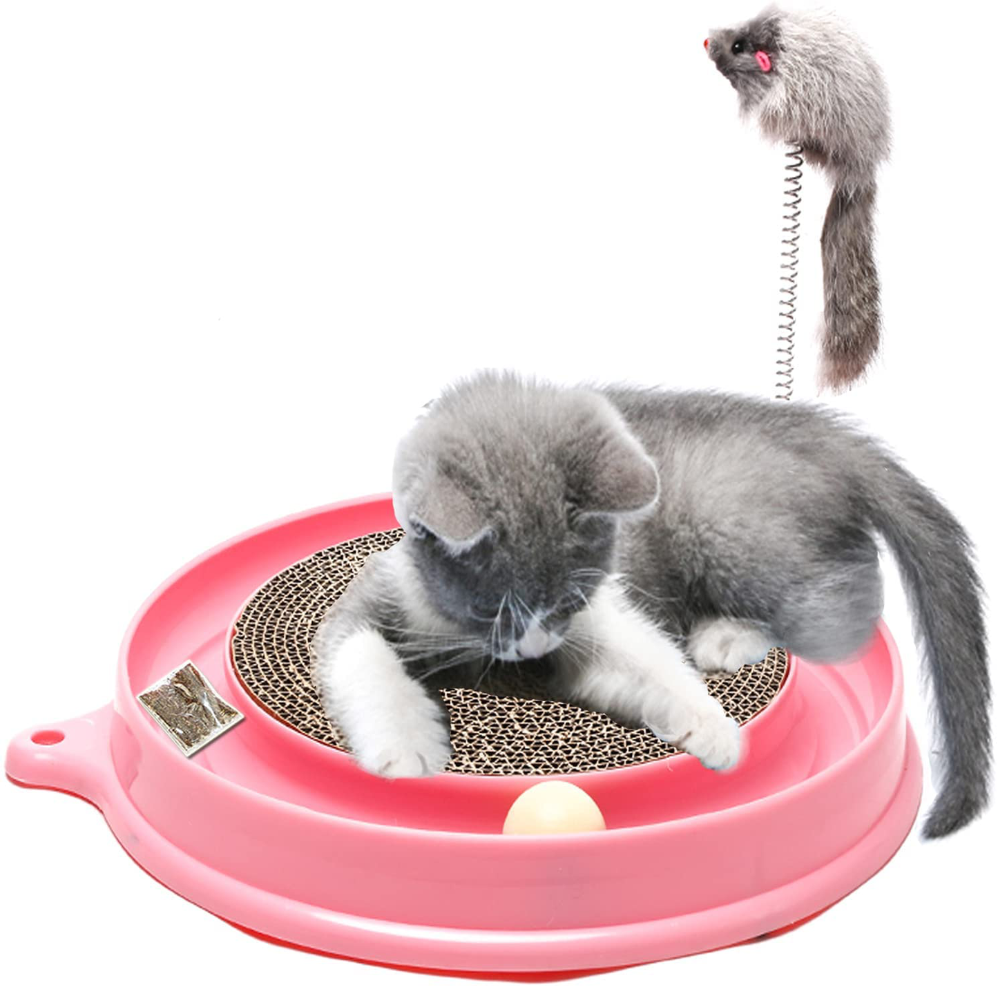 AUOON Cat Scratcher Toy, Cat Toy, Scratch Pad,Scratching Toy,Post Pad Interactive Training Exercise Mouse Play Toy with Ball Animals & Pet Supplies > Pet Supplies > Cat Supplies > Cat Toys AUOON Pink