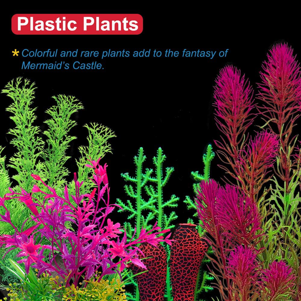 Greenjoy Aquarium Theme Decorations Fish Tank Thematic Accessories - Thematic Ornaments Décor with Plastic Plants and Fish House Animals & Pet Supplies > Pet Supplies > Fish Supplies > Aquarium Decor GreenJoy
