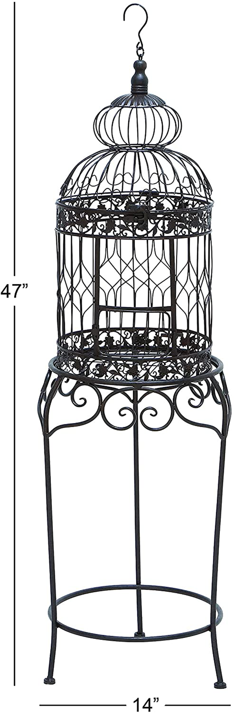 Deco 79 55122 Benzara Victorian Style Bird Cage, 47" H/14 W, Black Animals & Pet Supplies > Pet Supplies > Bird Supplies > Bird Cages & Stands Deco 79