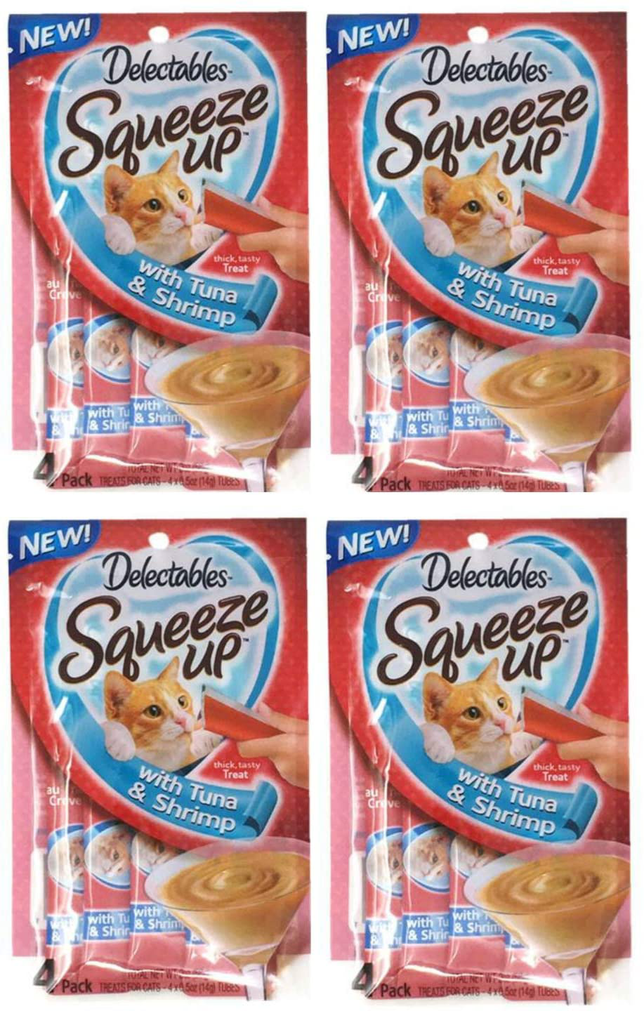 Delectables Squeeze up Hartz Cat Treats Bundle of 4 Flavor Pouches, 2.0 Oz Each Animals & Pet Supplies > Pet Supplies > Cat Supplies > Cat Treats Delectables Tuna & Shrimp