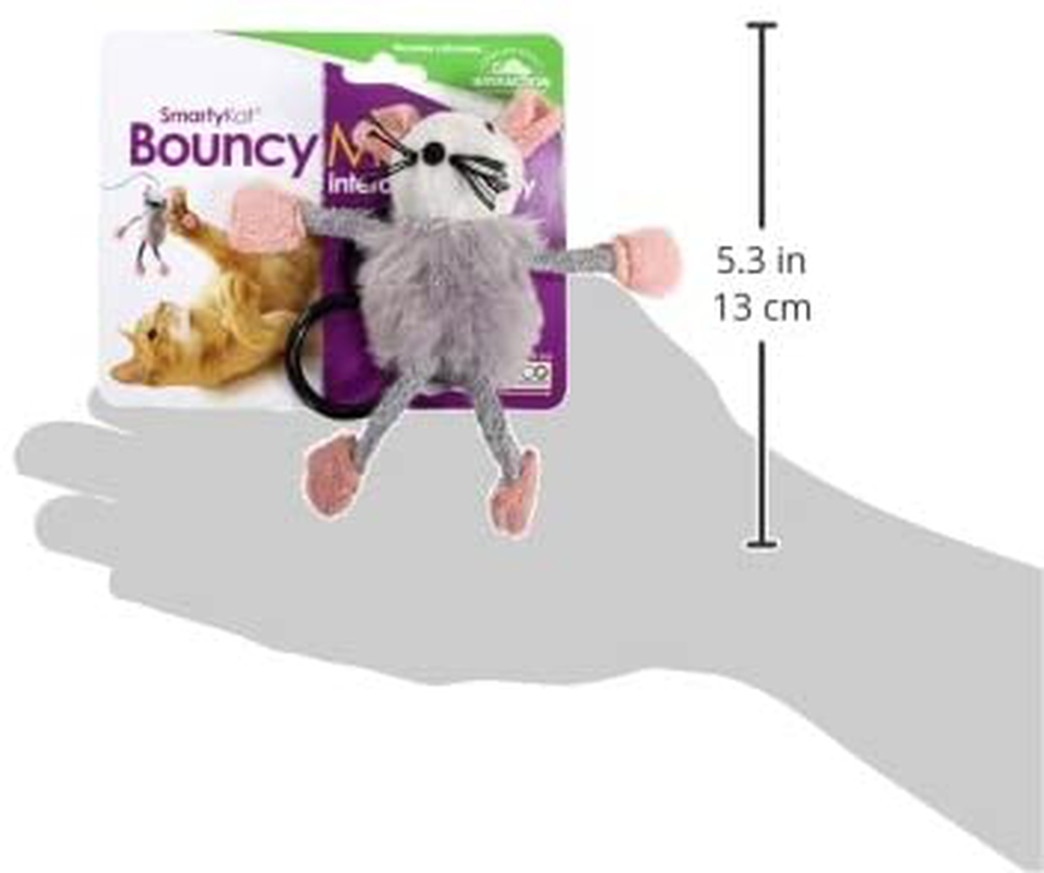 Smartykat Bouncy Mouse, Soft Plush Cat Toy, Interactive Bungee Teaser Toy with Elastic & Extra Long Faux Fur Orange and Green Assorted Animals & Pet Supplies > Pet Supplies > Cat Supplies > Cat Toys SmartyKat