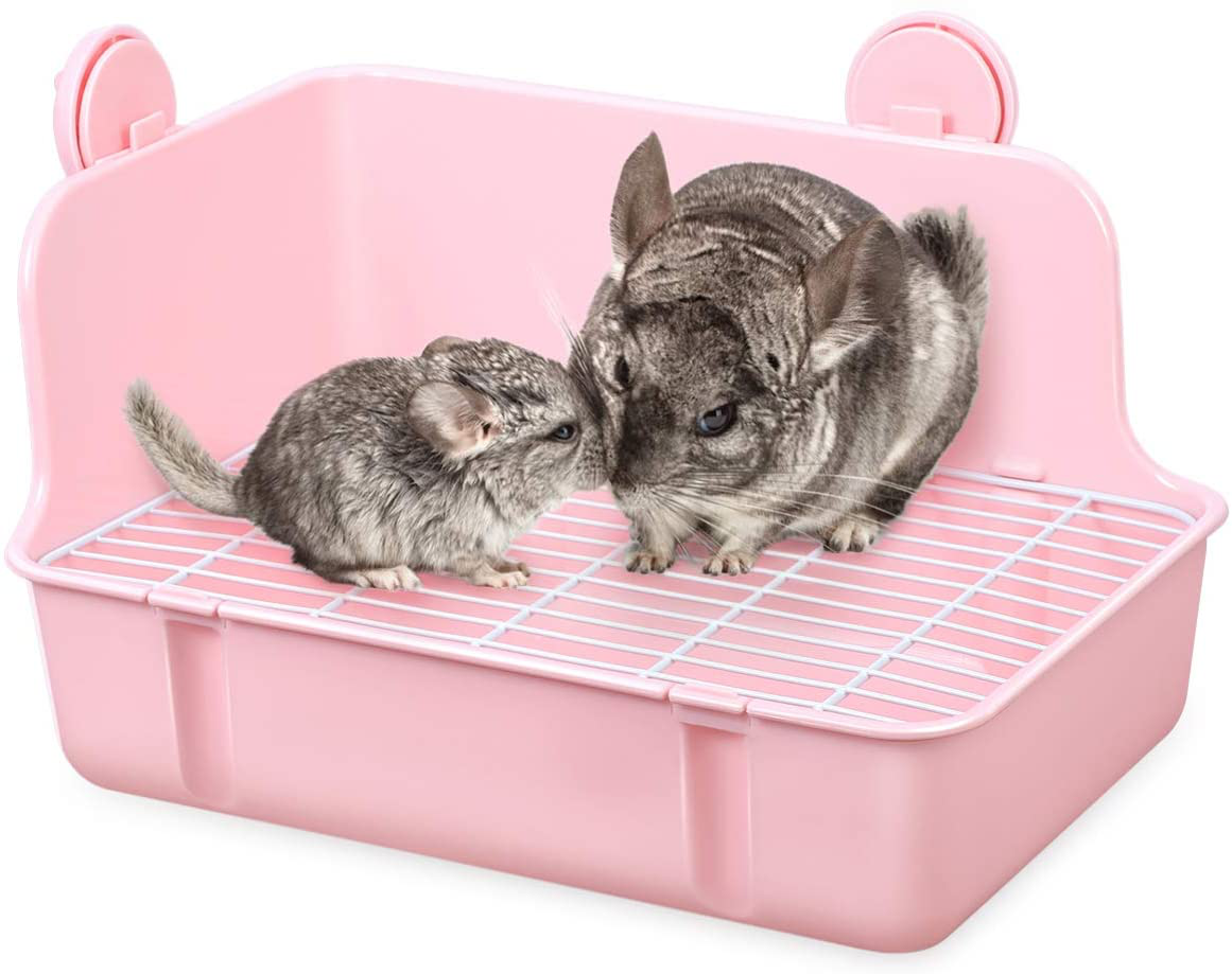 POPETPOP Small Animal Litter Box Toilet - Plastic Square Rabbit Cage Potty Trainer Corner Litter Bedding Box for Small Animals/Rabbits/Guinea Pigs/Chinchilla/Ferret/Galesaur Animals & Pet Supplies > Pet Supplies > Small Animal Supplies > Small Animal Bedding POPETPOP