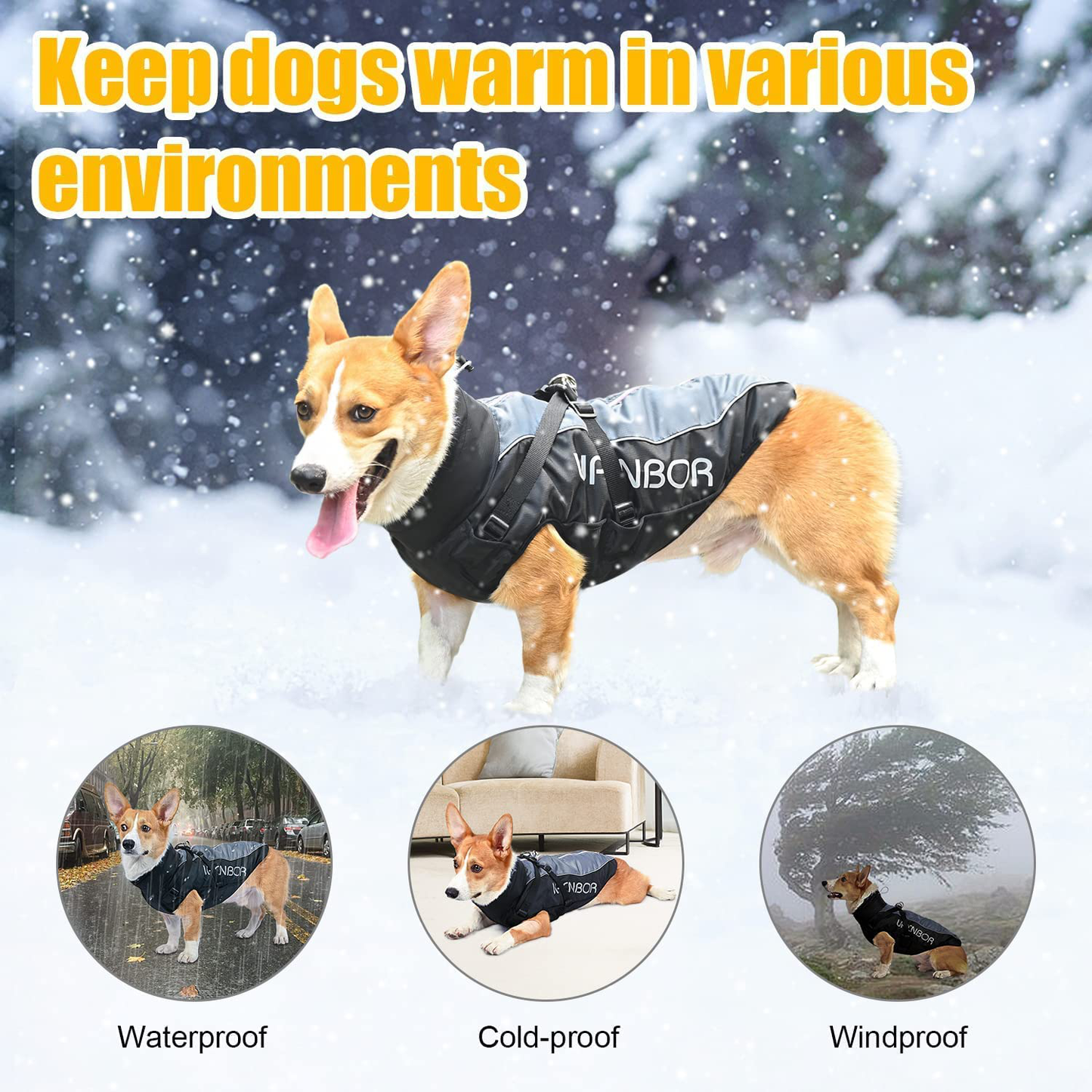 Dog Winter Coats Jackets with Harness Reflective Dog Coat for Cold Weather, Waterproof Dog Snow Coat Zip up Dog Jacket Warm Sports Clothes Apparel for Small Medium Large and Extra Large Dogs Animals & Pet Supplies > Pet Supplies > Dog Supplies > Dog Apparel UPXNBOR