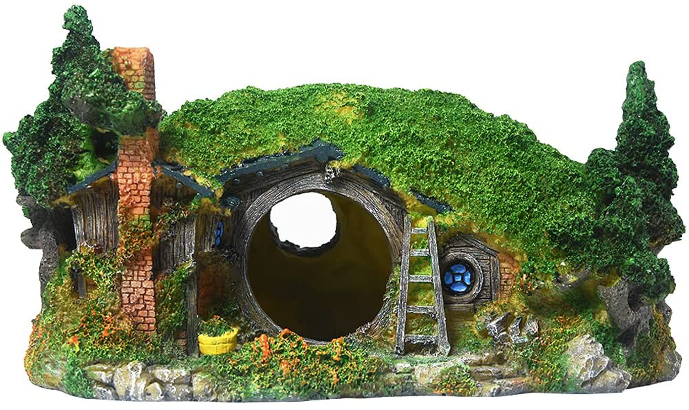 PTFJZ Aquarium Decorations - Fish Tank Accessories Betta Fish Accessories Aquarium Décor Thematic Ornaments Animals & Pet Supplies > Pet Supplies > Fish Supplies > Aquarium Decor PTFJZ F-Hobbit-L