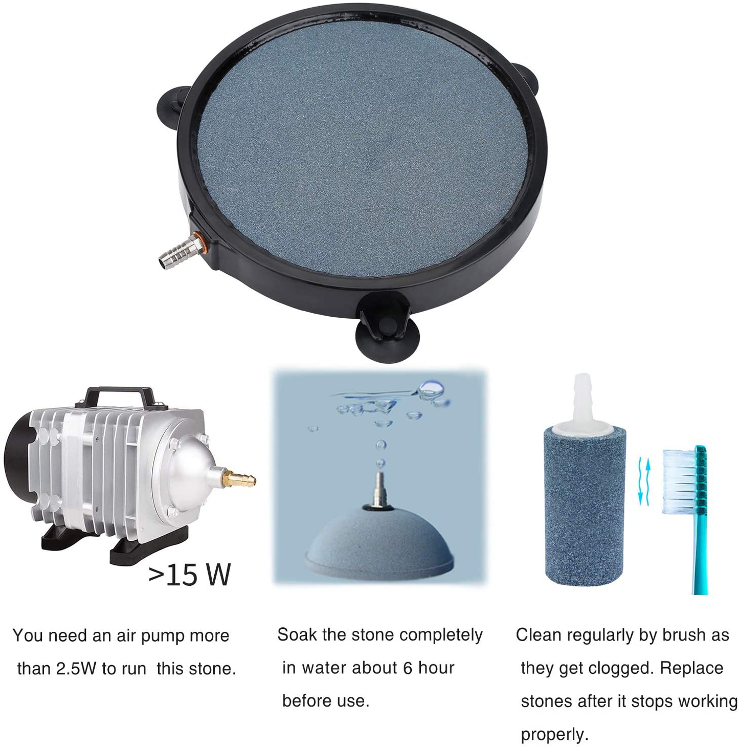 Pawfly 8-Inch Air Stone Disc Bubble Diffuser with Suction Cups for Pond Aquarium Fish Tank Air Pump Animals & Pet Supplies > Pet Supplies > Fish Supplies > Aquarium & Pond Tubing Pawfly