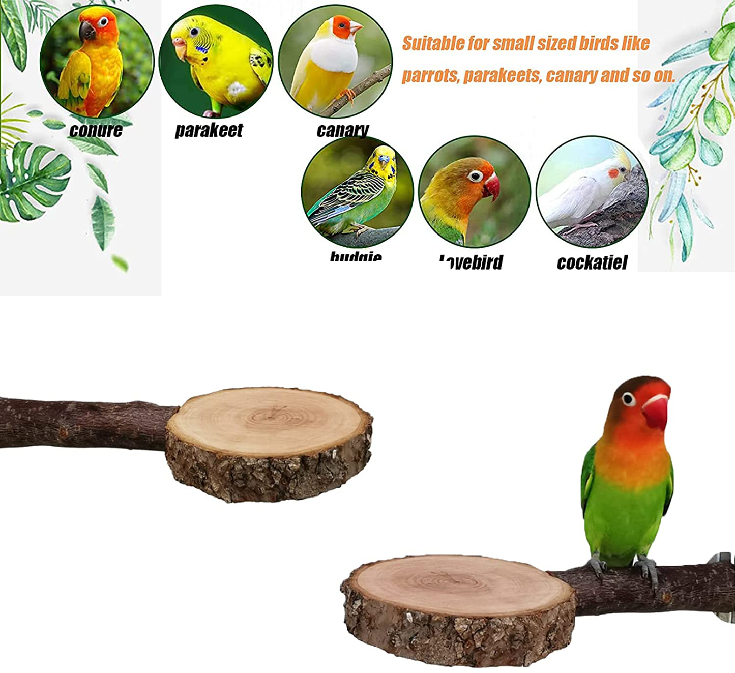 Tfwadmx Bird Perch Stand, Wood Parrot Platform for Cage Natural Wooden Playground Cage Accessories for Small Parakeets Parrot Budgies Cockatiels Conure Lovebirds, 2 Pcs. Animals & Pet Supplies > Pet Supplies > Bird Supplies > Bird Gyms & Playstands Tfwadmx