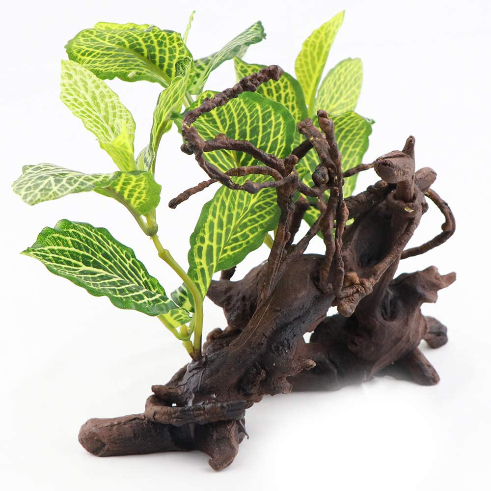 AQUA KT Reptile Terrarium Forest Tree with Plant Leaves for Amphibian Habitat Décor Lizard Snake Turtle Supplies Animals & Pet Supplies > Pet Supplies > Reptile & Amphibian Supplies > Reptile & Amphibian Habitat Accessories AQUA KT