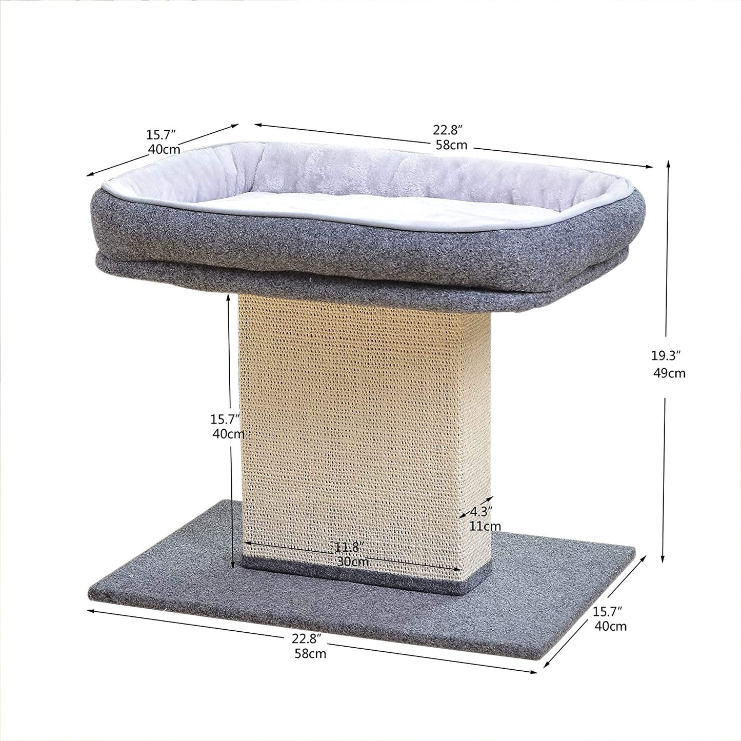 Catry Cat Bed with Scratching Post - Minimalist Style Design of Cat Tree with Cozy Cat Bed and Teasing Scratching Post, Allure Kitten to Stay around This Sturdy and Easy to Assemble Cat Furniture Animals & Pet Supplies > Pet Supplies > Cat Supplies > Cat Furniture Catry