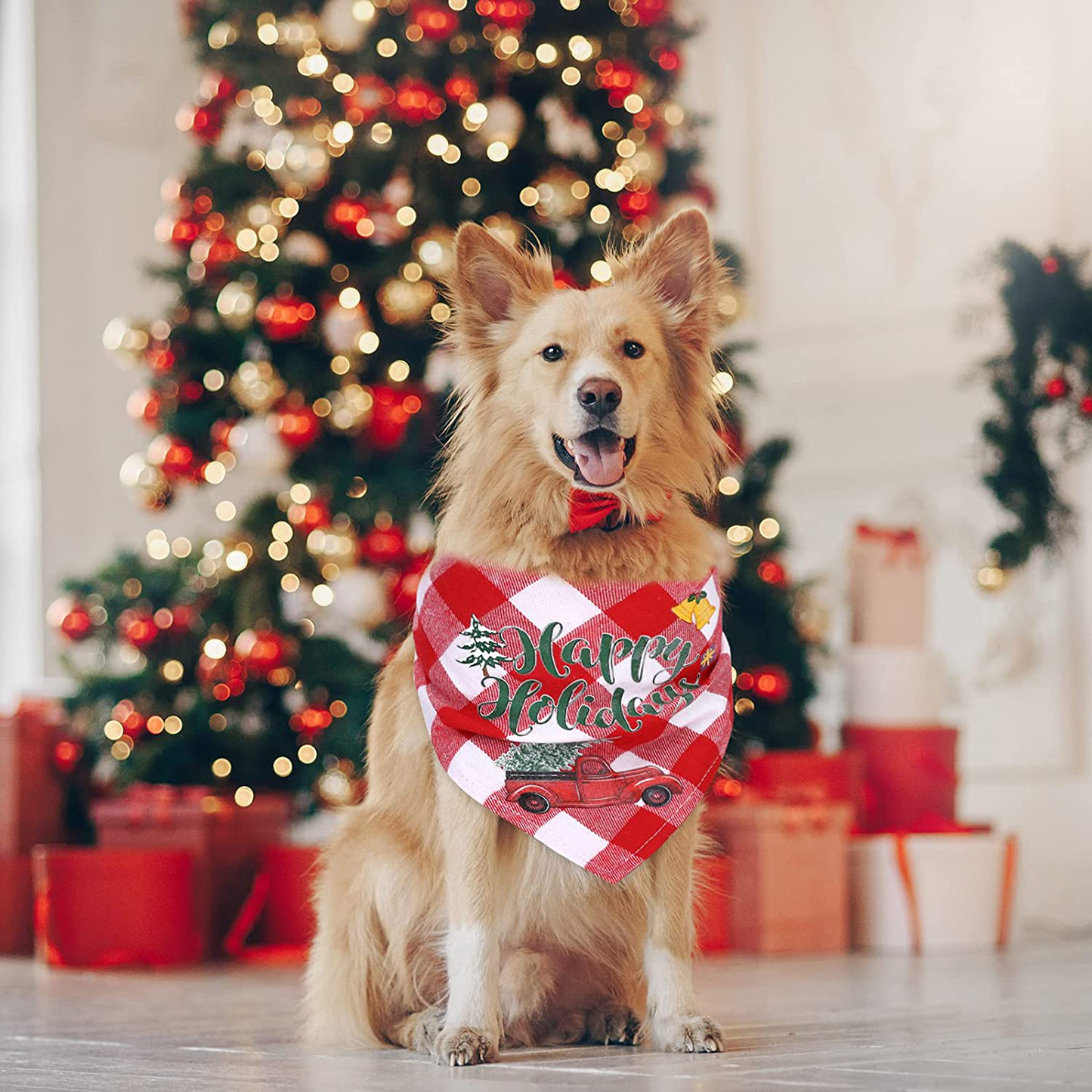 Pedgot 3 Pack Christmas Classic Plaid Pet Triangle Scarf Buffalo Plaid Dog Bandana Pet Triangle Bibs Kerchief Santa Snowman Print for Christmas Pet Costume Accessories Decoration Animals & Pet Supplies > Pet Supplies > Dog Supplies > Dog Apparel Pedgot