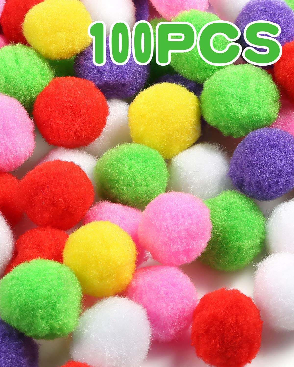 Caydo 100 Pieces 1.3 Inch Assorted Large Cat Toy Balls, Soft Kitten Pom Poms Ball for Cats to Play Animals & Pet Supplies > Pet Supplies > Cat Supplies > Cat Toys Caydo