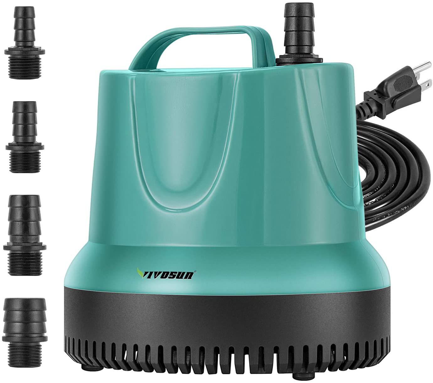 VIVOSUN 660GPH Submersible Pump (2500L/H, 40W), Ultra Quiet Water Pump with 8.2Ft High Lift, Fountain Pump with 5Ft Power Cord, 4 Nozzles for Fish Tank, Pond, Aquarium, Statuary, Hydroponics Animals & Pet Supplies > Pet Supplies > Fish Supplies > Aquarium & Pond Tubing VIVOSUN 60W
