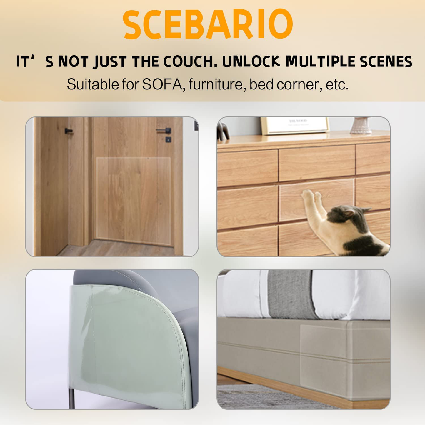 Furniture Protectors from Cat Scratch - Cat Scratcher - Scratch Pad - 12 Pcs Premium Clear Anti-Scratch Cat Training Tape - 6 Pack 17" L 12" W + 6 Pack 17" L 10" W - Pet No Scratch Protectors Animals & Pet Supplies > Pet Supplies > Cat Supplies > Cat Furniture FAAF-FQQF