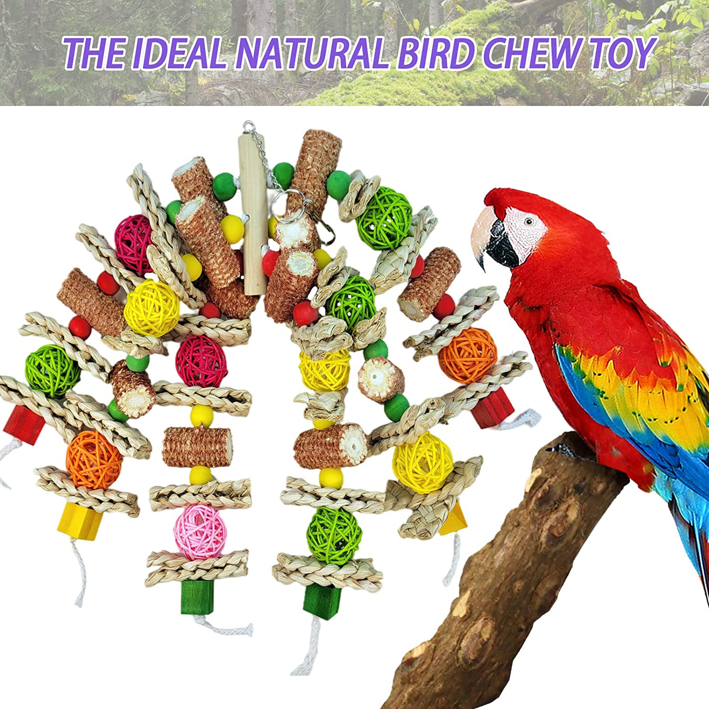 RF-X Parrot Toys, Natural Corn Cob Chewing Bird Toys, Macaws, African Grey Parrots and Various Amazon Parrot Bird Cage Accessories Toys, Love Birds Parrot Cage Toys (6 String Design) Animals & Pet Supplies > Pet Supplies > Bird Supplies > Bird Toys RF-X   