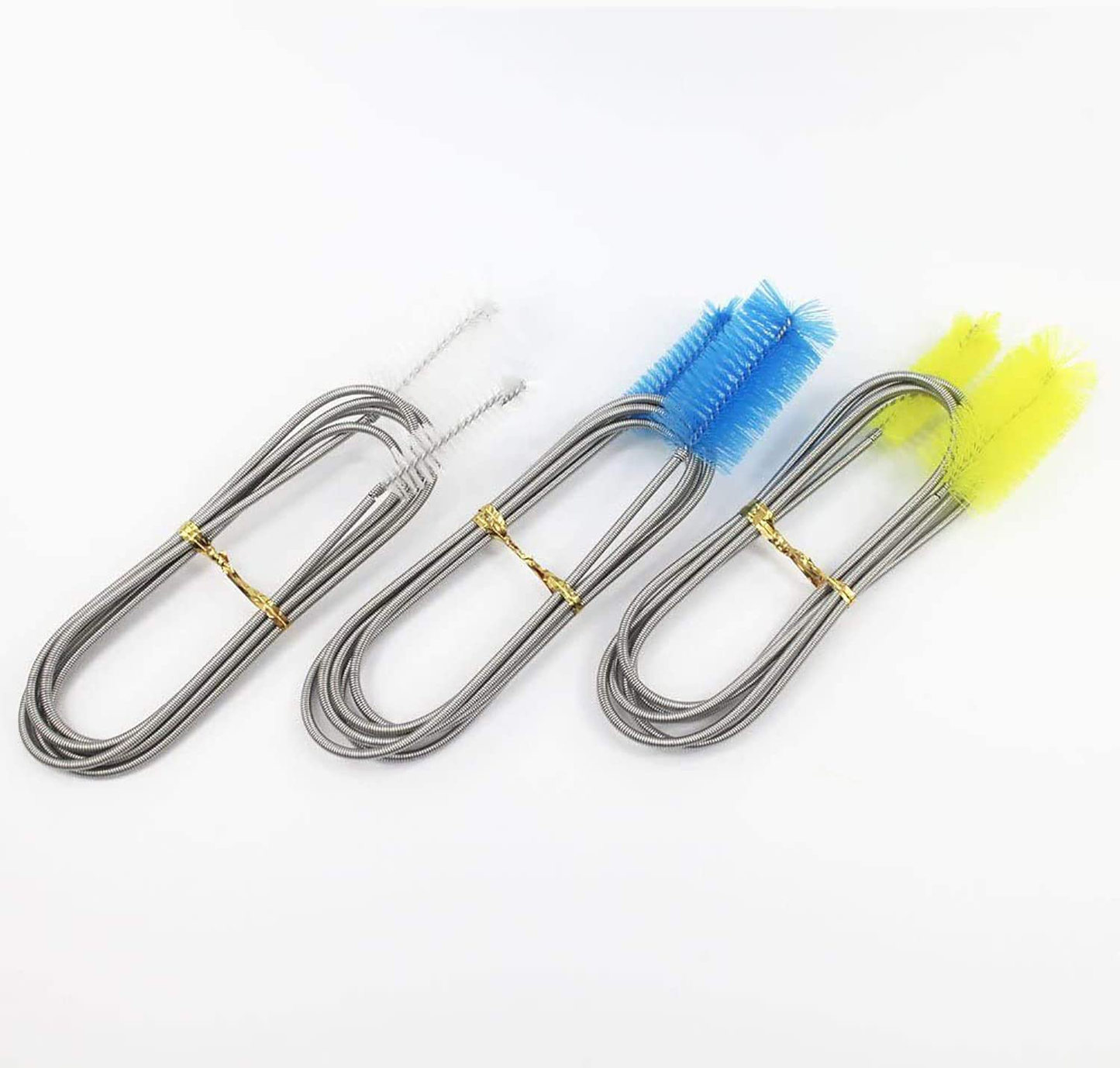 Flexible Drain Spring Double Head Hose Brush Stainless Steel Nylon 67 Inch and 2 PCS 8.2-Inch Straw Cleaning Brush (Yellow) Animals & Pet Supplies > Pet Supplies > Fish Supplies > Aquarium Cleaning Supplies Domejo