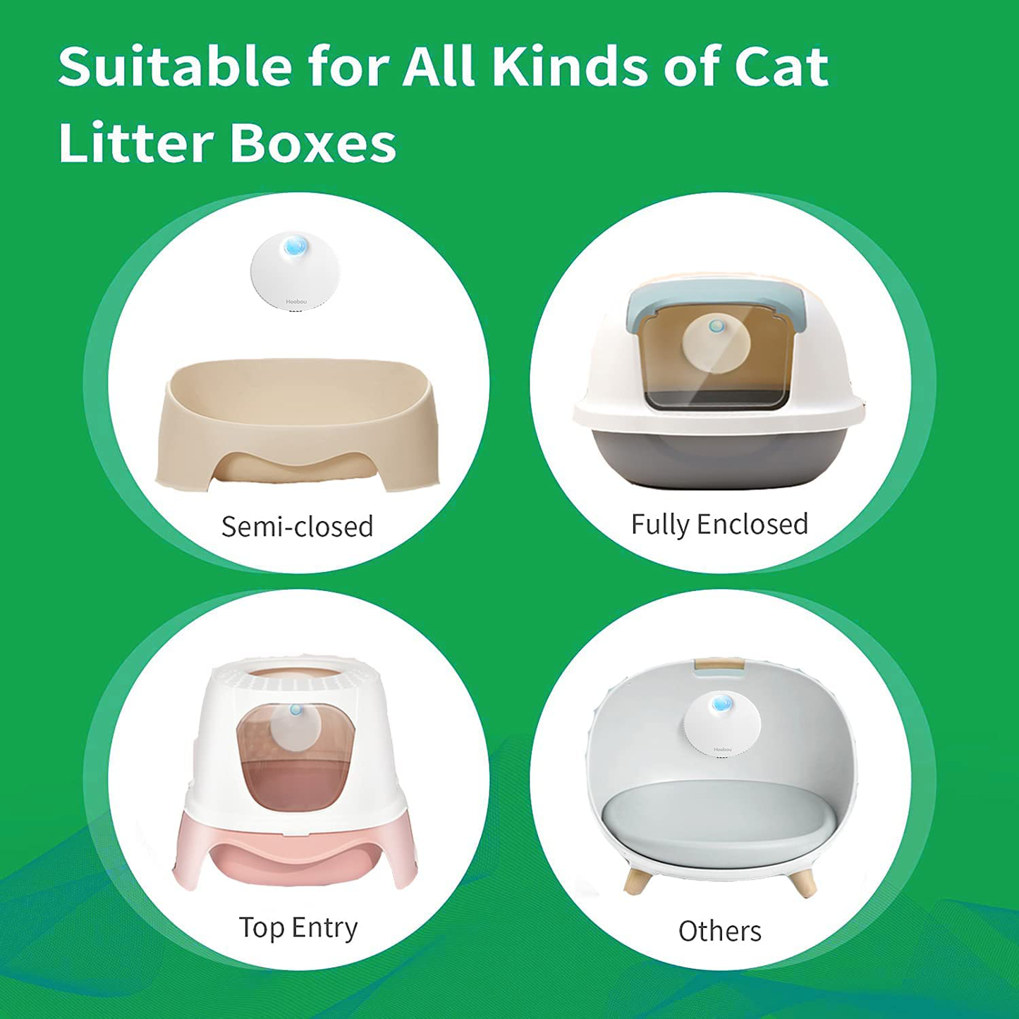 Heebou Cat Litter Deodorizer Smart Cat Litter Box Odor Eliminator Cat Litter Genie Deodorization Dust-Free 7-Day Battery Life for All Kinds of Cat Litter Box Wardrobe Shoe Cabinet Toilet Animals & Pet Supplies > Pet Supplies > Cat Supplies > Cat Furniture Heebou