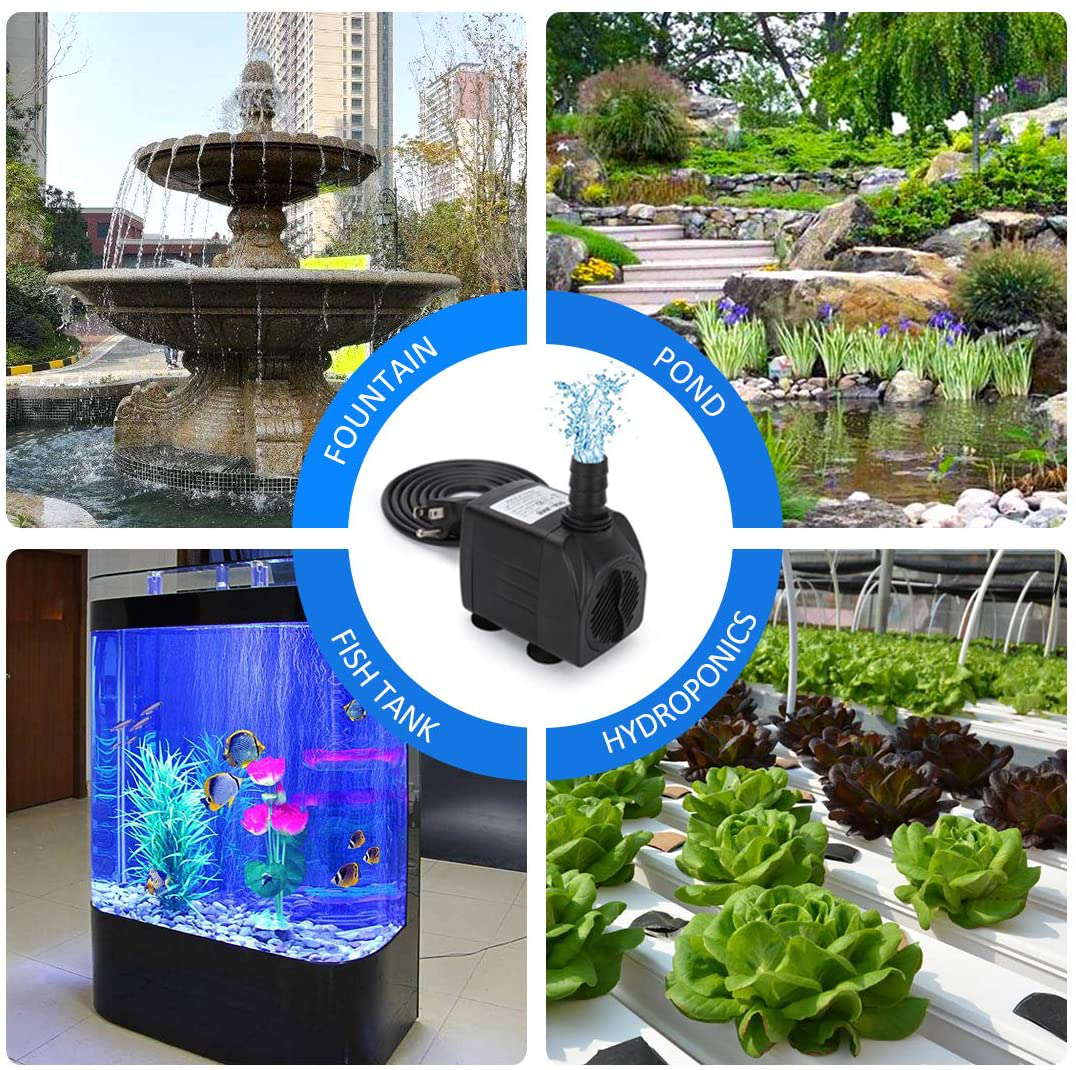 GROWNEER 550GPH Submersible Pump 30W Ultra Quiet Fountain Water Pump, 2000L/H, with 7.2Ft High Lift, 3 Nozzles for Aquarium, Fish Tank, Pond, Hydroponics, Statuary Animals & Pet Supplies > Pet Supplies > Fish Supplies > Aquarium & Pond Tubing GROWNEER