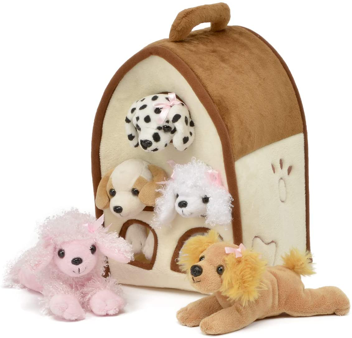 Unipak 12" Plush Dog House with Five 6" Dogs inside House Animals & Pet Supplies > Pet Supplies > Dog Supplies > Dog Houses Unipak