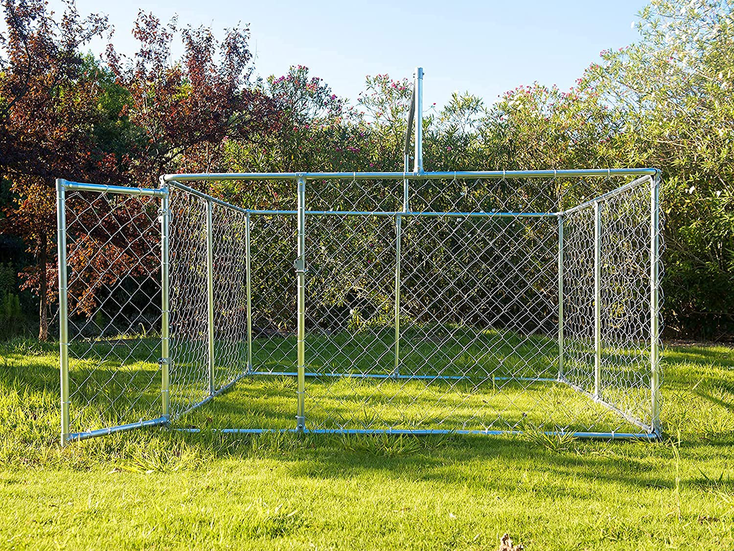 LEISU Outdoor Dog Kennel Heavy Duty Dog House with Water Resistant Cover Dog Cage Pet Resort Kennel Steel Fence with Secure Lock Mesh Animals & Pet Supplies > Pet Supplies > Dog Supplies > Dog Kennels & Runs LEISU
