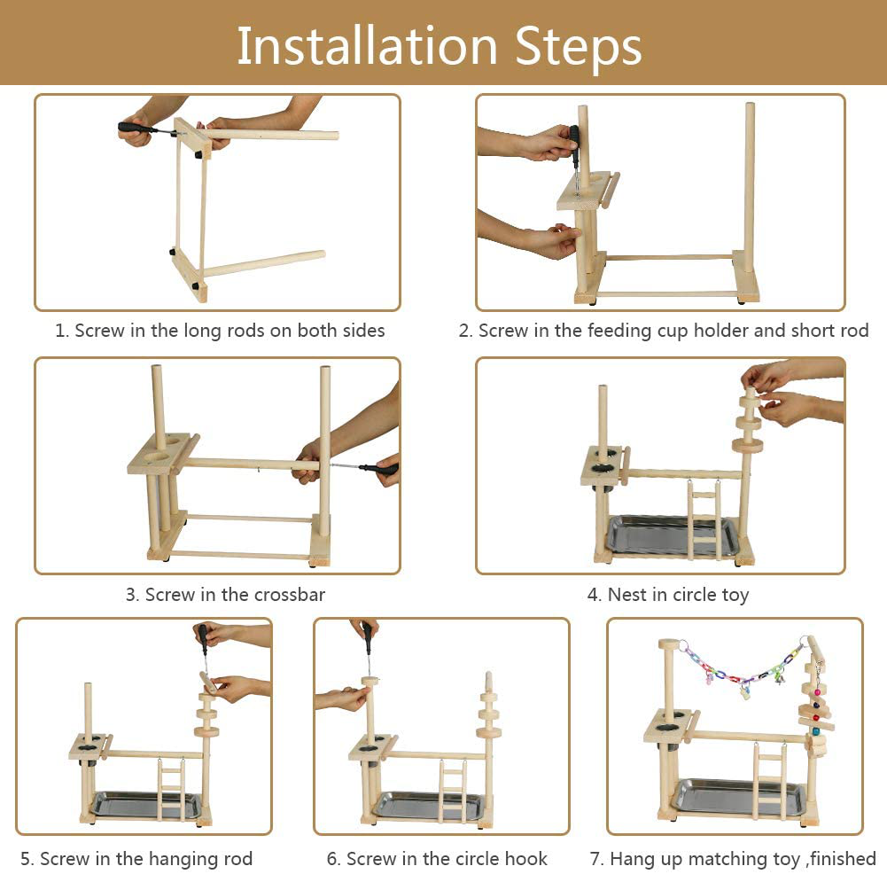 Exttlliy Parrots Bird Playground Birdcage Playstand Play Gym Parakeet Playpen Ladder with Feeder Cup Bird Toys Swing Chew Toy Animals & Pet Supplies > Pet Supplies > Bird Supplies > Bird Gyms & Playstands Exttlliy
