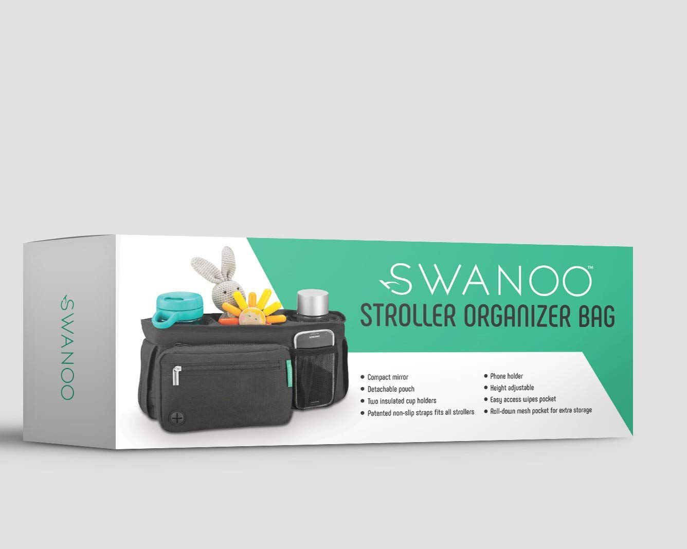 Non-Slip Stroller Organizer with Cup Holders, Exclusive Straps Grip Handlebar. Universal Fit for Uppababy Vista Cruz Nuna Baby Jogger Bob Britax Bugaboo Graco Stroller Accessories Caddy Parent Console Animals & Pet Supplies > Pet Supplies > Dog Supplies > Dog Treadmills Swanoo