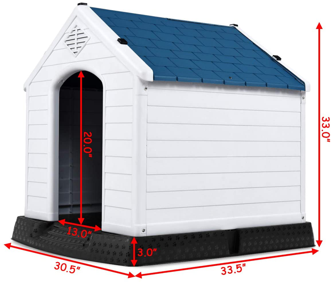 PETSITE Plastic Dog House for Large Medium Small Dogs, Waterproof Outdoor Indoor Puppy Shelter Kennel with Air Vents and Elevated Floor Animals & Pet Supplies > Pet Supplies > Dog Supplies > Dog Houses PETSJOY
