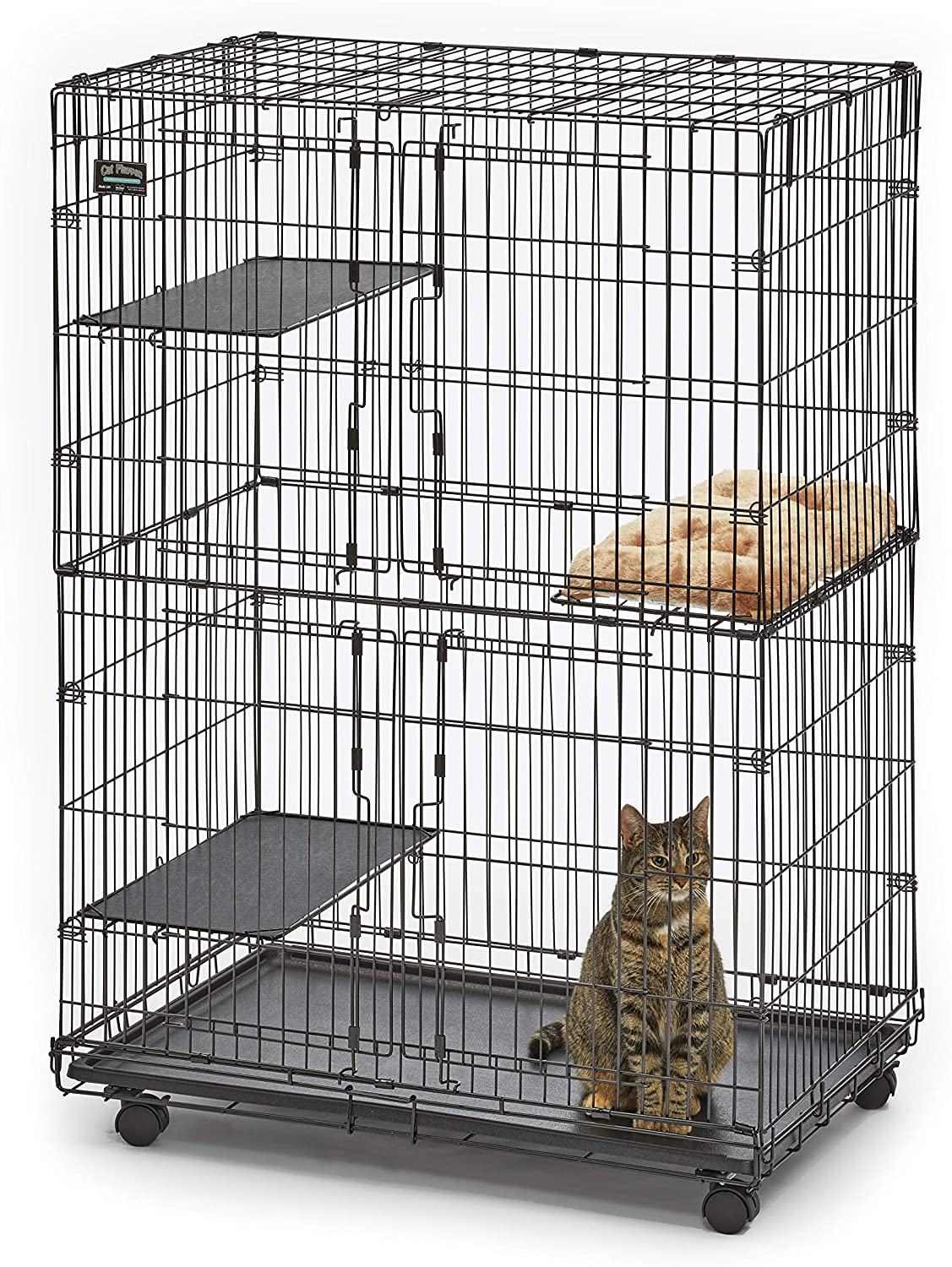 Midwest Cat Playpen | Cat Cage Includes 3 Adjustable Perching Shelves & 1 Shelf-Attaching Cat Bed & Wheel Casters | Ideal for 1-2 Cats | Cage Measures 36L X 23.5W X 50.50H Inches Animals & Pet Supplies > Pet Supplies > Cat Supplies > Cat Beds MidWest Homes For Pets Playpen