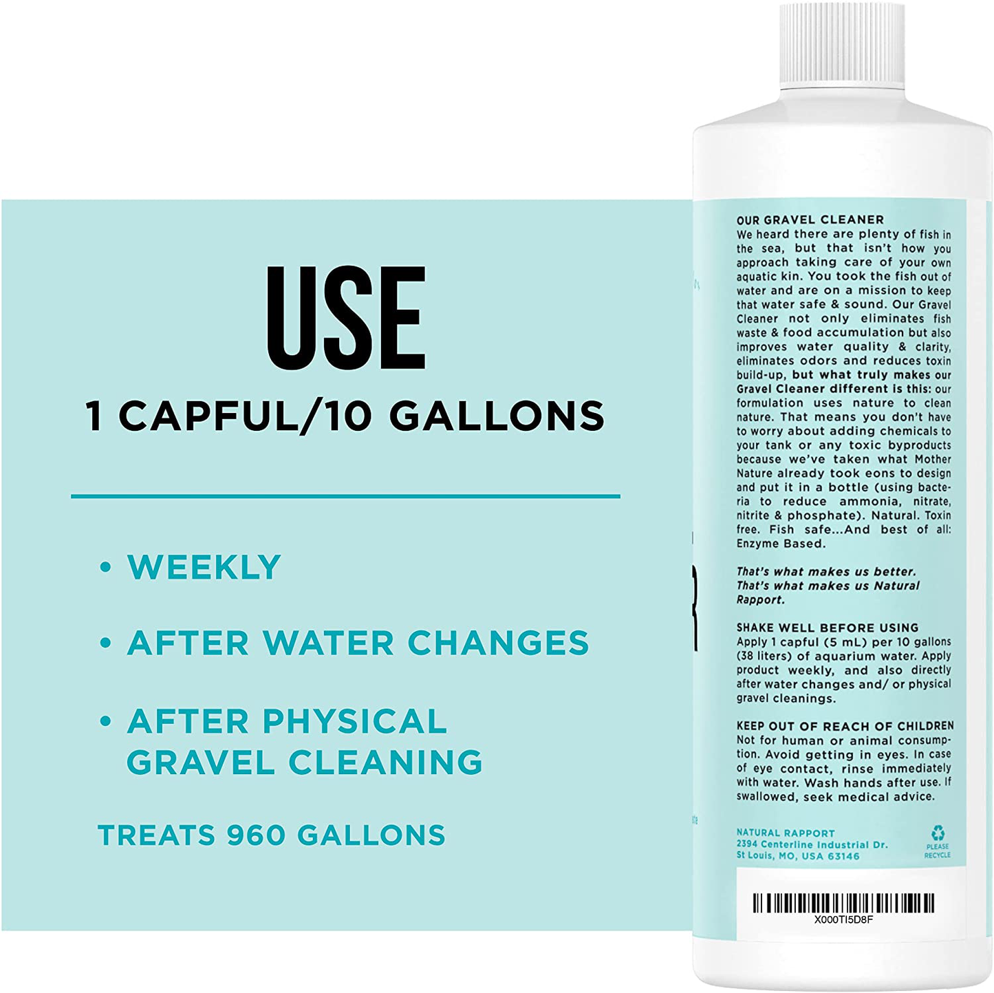 Natural Rapport Aquarium Gravel Cleaner - the Only Gravel Cleaner Fish Need - Professional Aquarium Gravel Cleaner to Naturally Maintain a Healthier Tank, Reducing Fish Waste and Toxins (16 Fl Oz) Animals & Pet Supplies > Pet Supplies > Fish Supplies > Aquarium Cleaning Supplies Natural Rapport